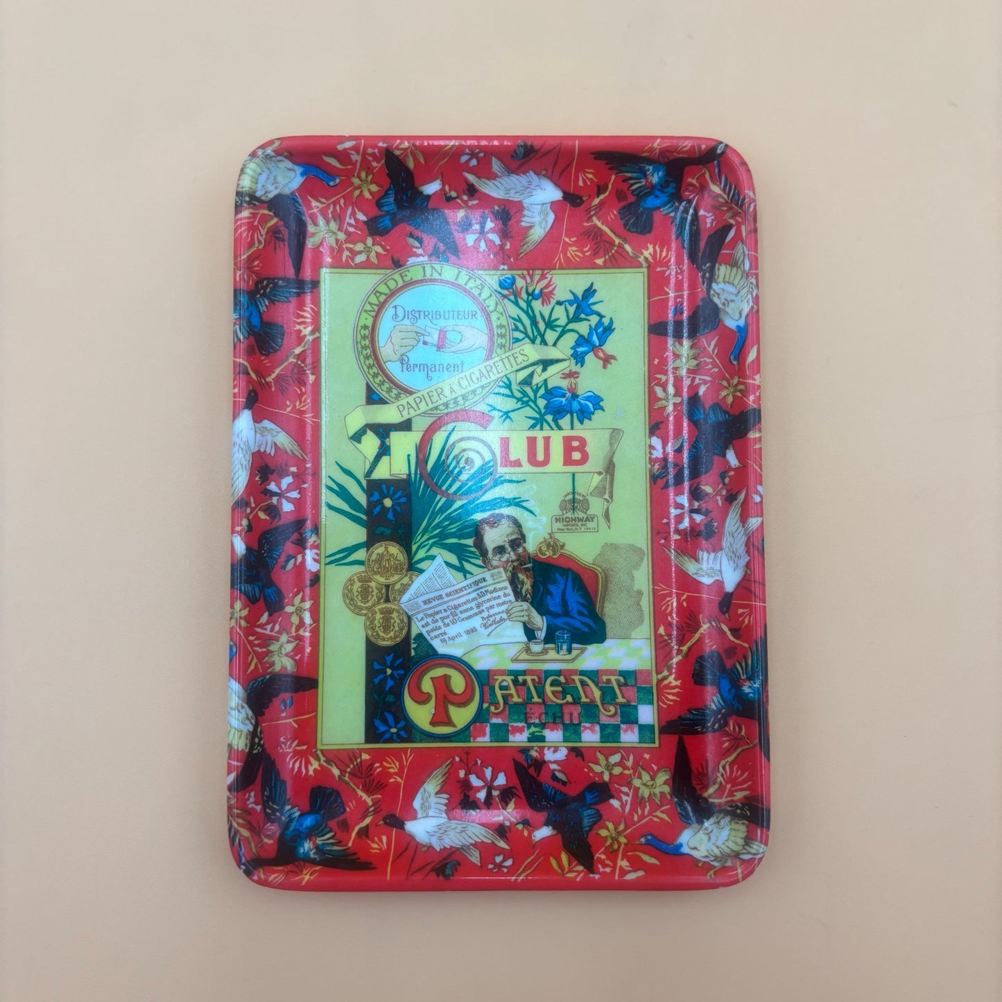 Vintage 1970's Club Modiano “Patent ECHU” Tray – 4” x 6” Made in Italy, Cigarette Paper Design