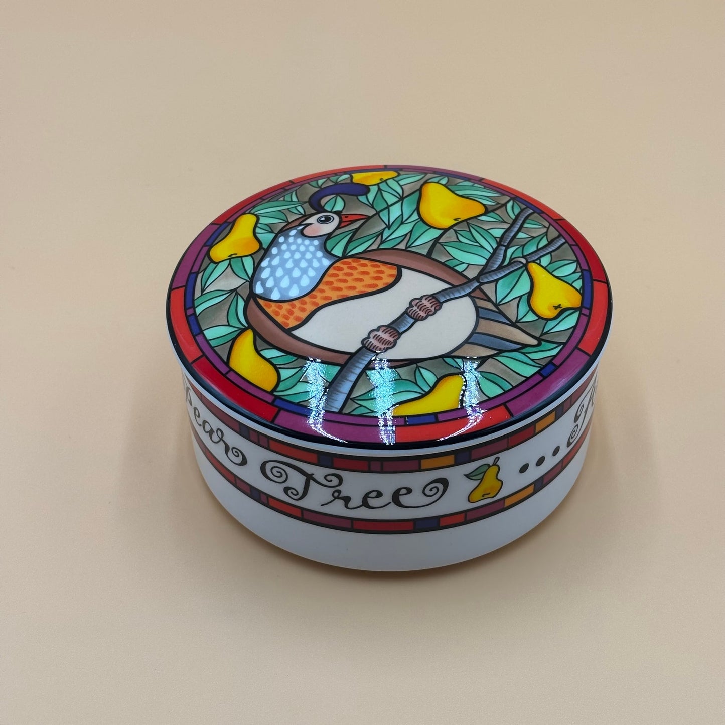 Vintage Mikasa "Pear Tree" Lidded Ceramic Box by Dan Scannell 1980s-90s