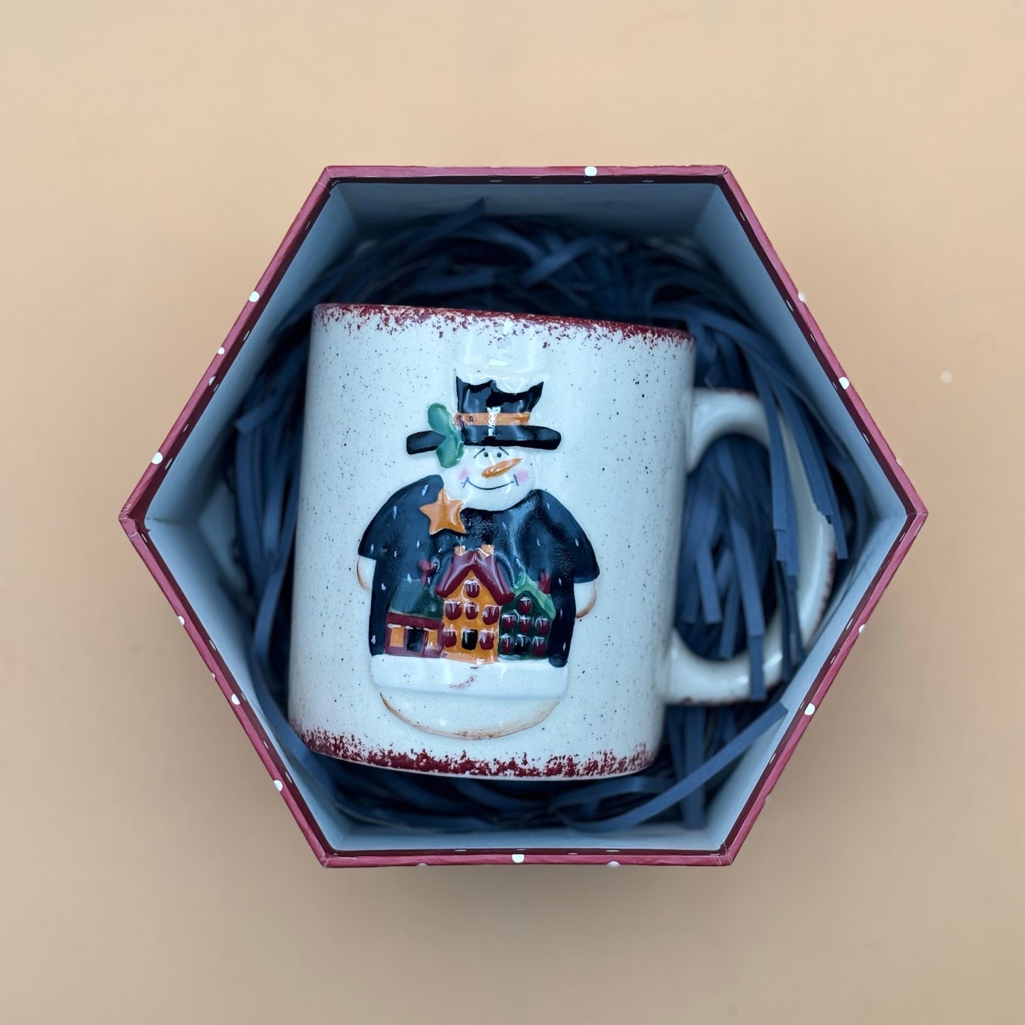Vintage Snowman Mug with Matching Holiday Box