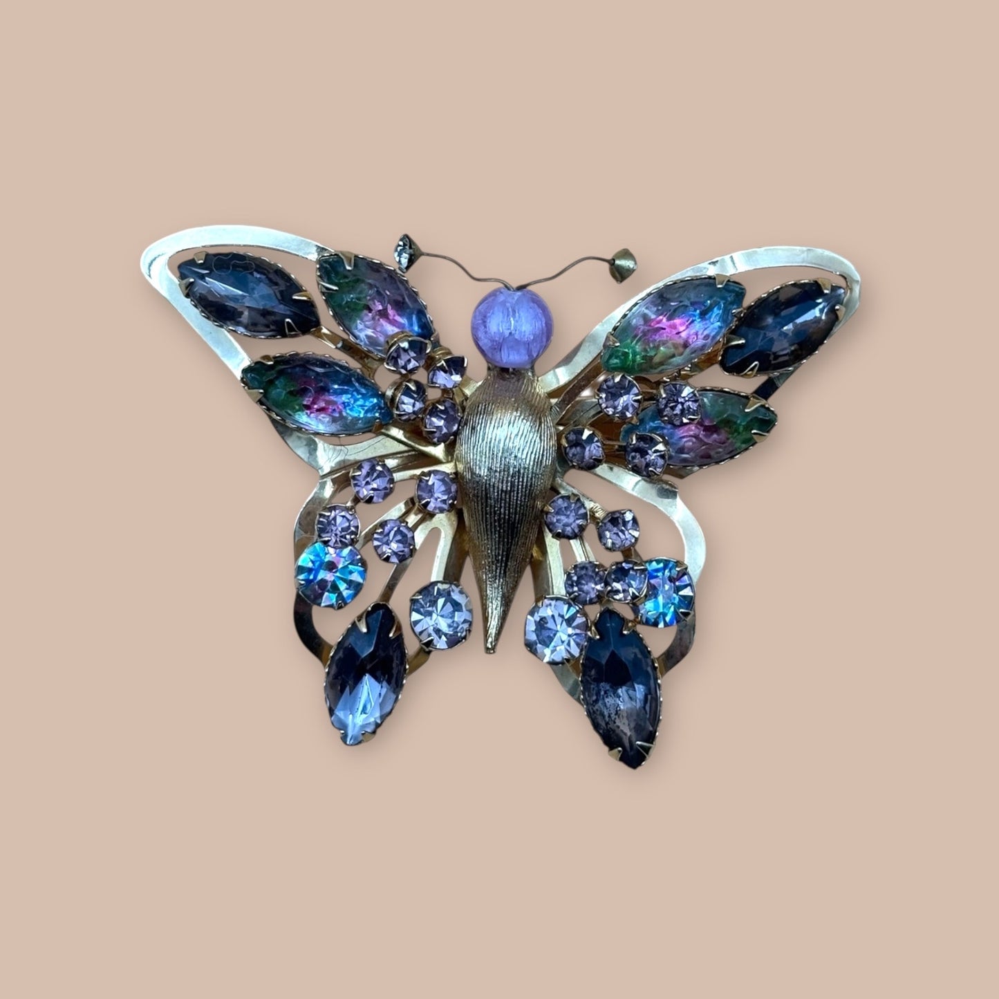 Selro Selini Watermelon Rhinestone Butterfly Brooch & Earrings – Rare Set
