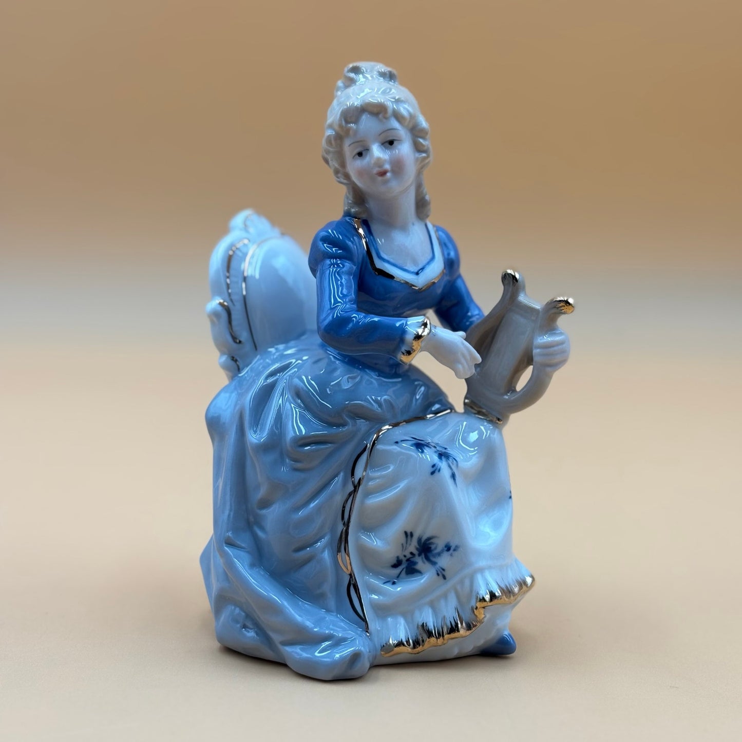 Porcelain Victorian Couple Playing Music Vintage Figurines