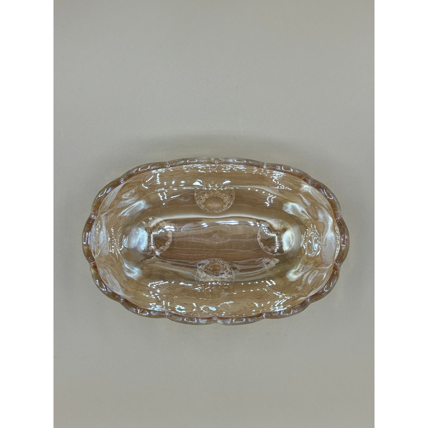 Iridescent Louisa Pattern Candy Dish - Beautiful Decorative Bowl Peach Yellow and Gold
