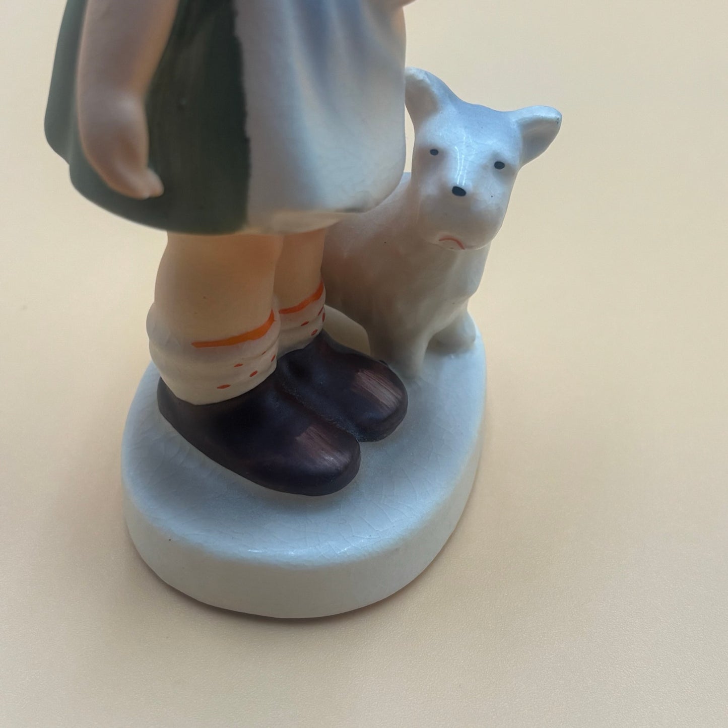 Vintage Girl with White Dog Figurine