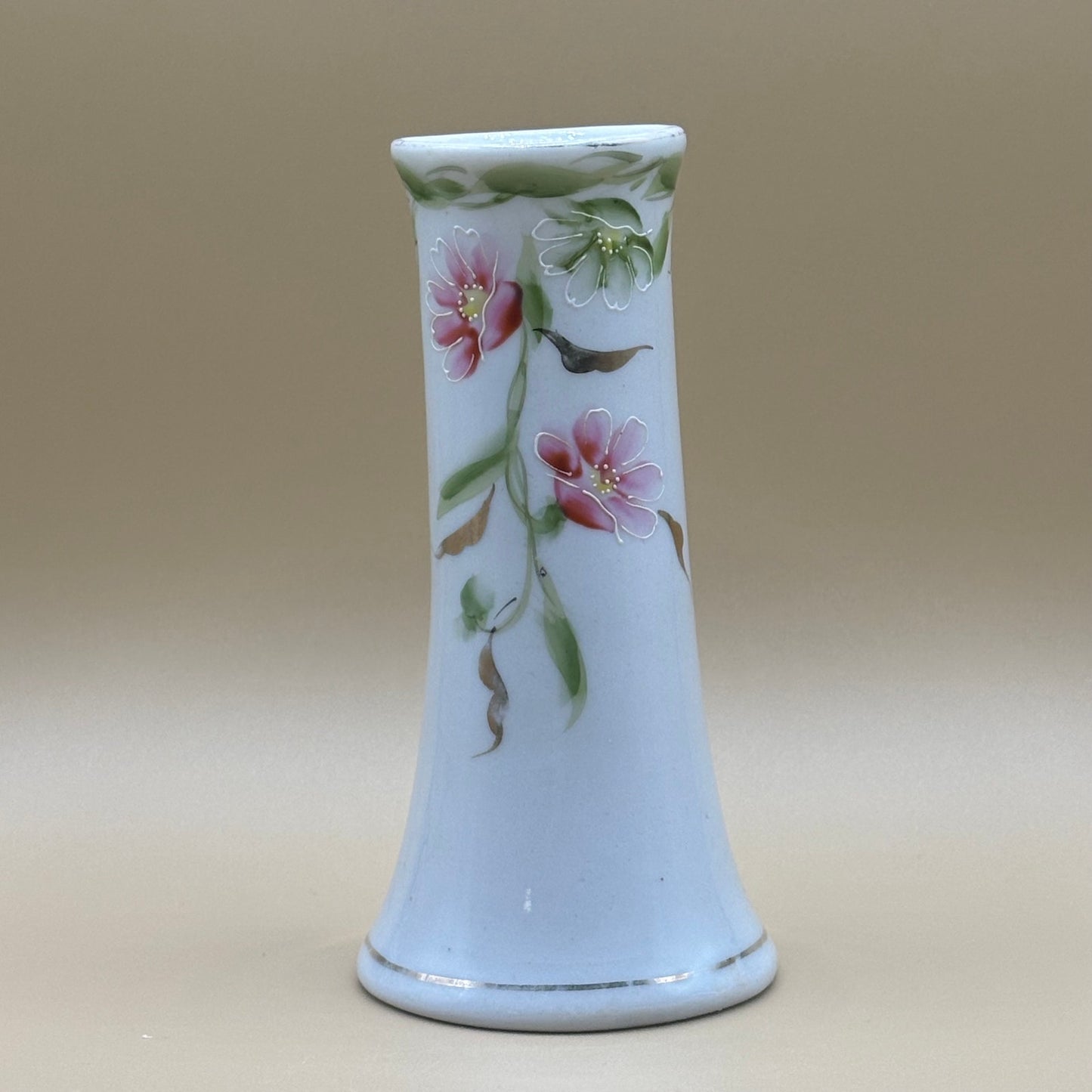 Vintage Hand-Painted Hat Pin Holder - Pink Florals with Gold Accents