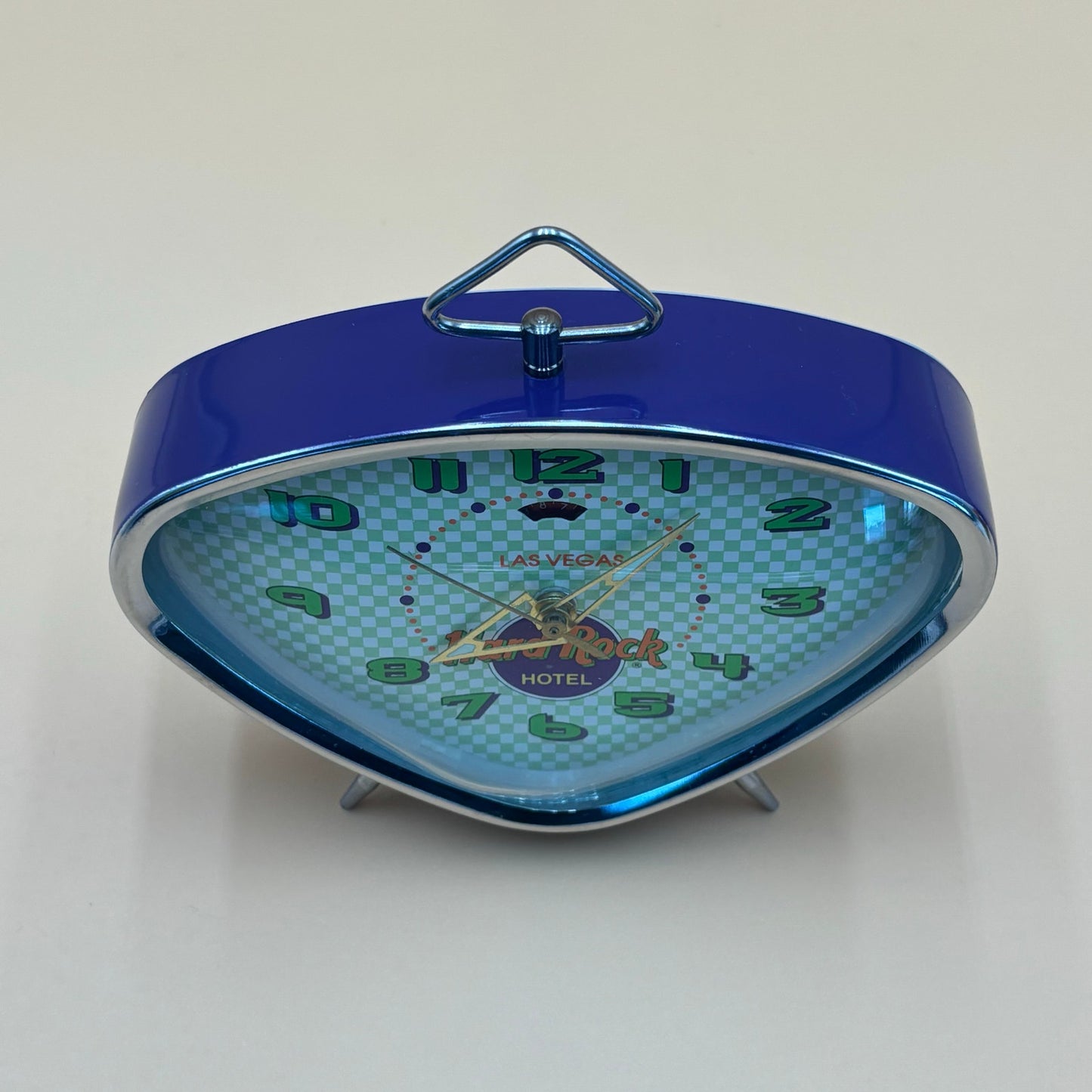 Vintage Hard Rock Hotel Las Vegas Alarm Clock - Purple & Green Triangle Wind-Up