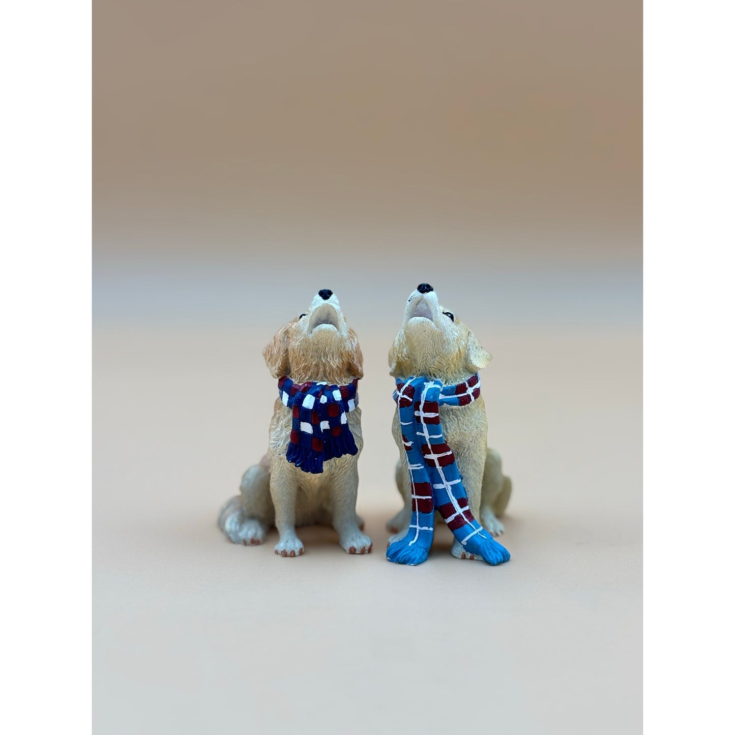 Pair of Golden Retriever Dog Ornaments with Scarves