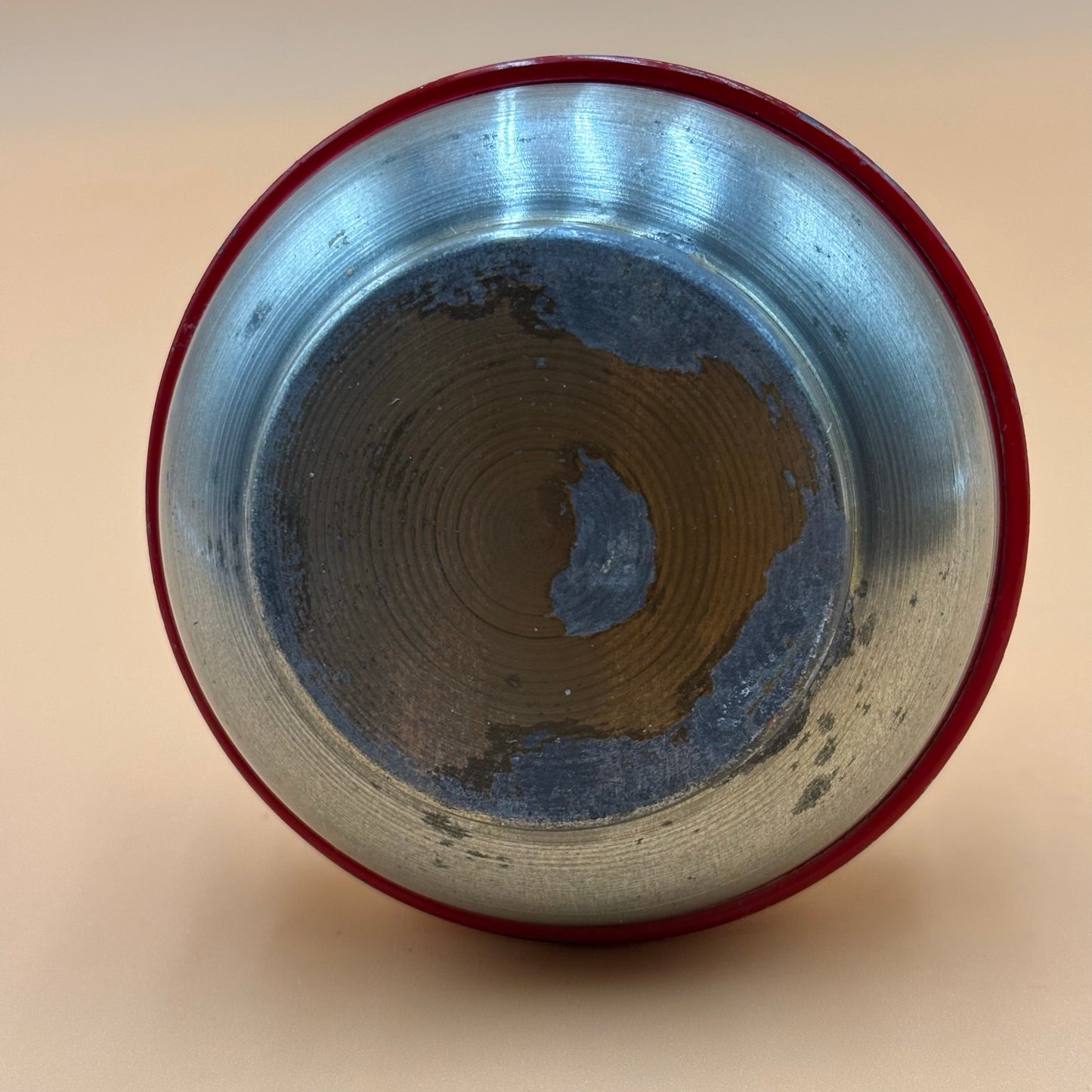 Vintage Mini Kerosene Oil Lamp with Metal Reflector Shield - Red Stripe