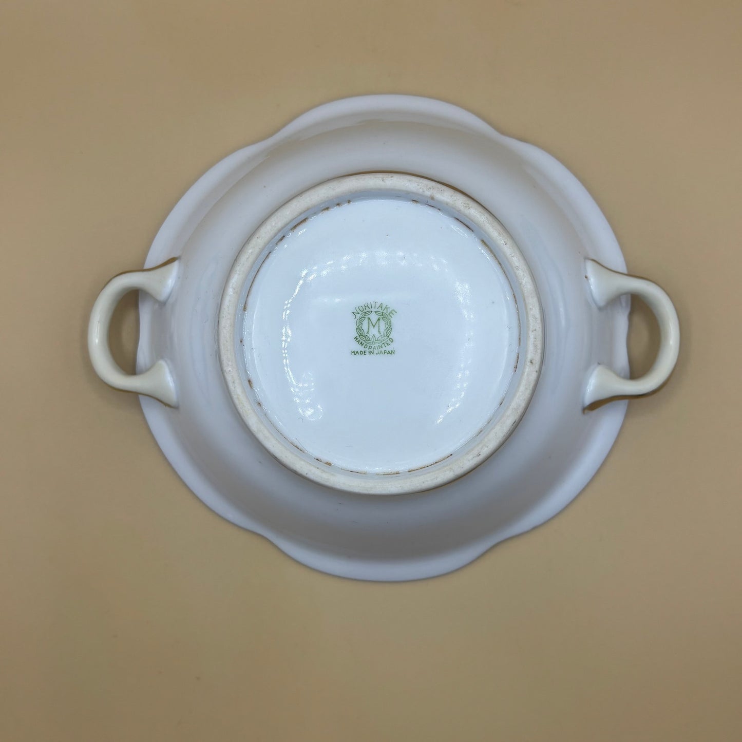 Noritake Green Wreath Yellow Pink Roses Black Gold Handled Bowl