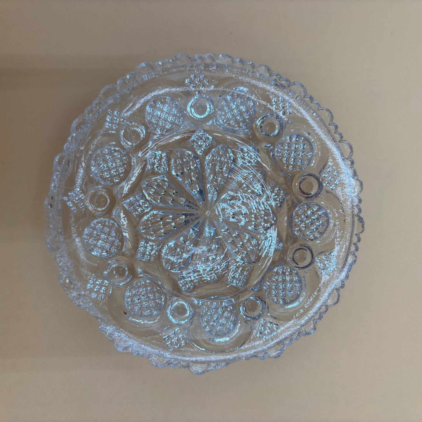 Vintage Pressed Glass Trinket Dishes - Set of 3 - Mixed Patterns