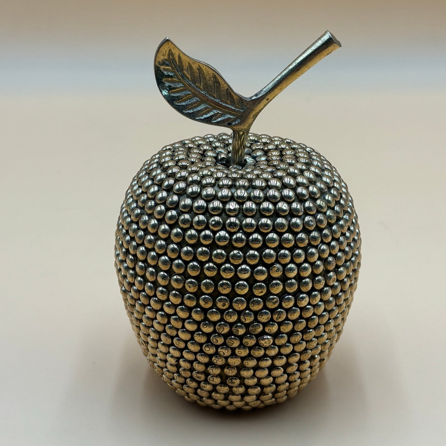 Vintage Brass Studded Apple Sculpture