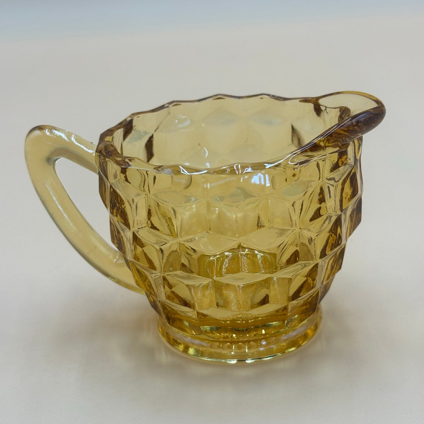 Vintage Jeannette Depression Glass Creamer - Cubist Amber Pattern