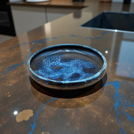 Vintage Studio Pottery Galaxy-Like Blue Glazed Bowl