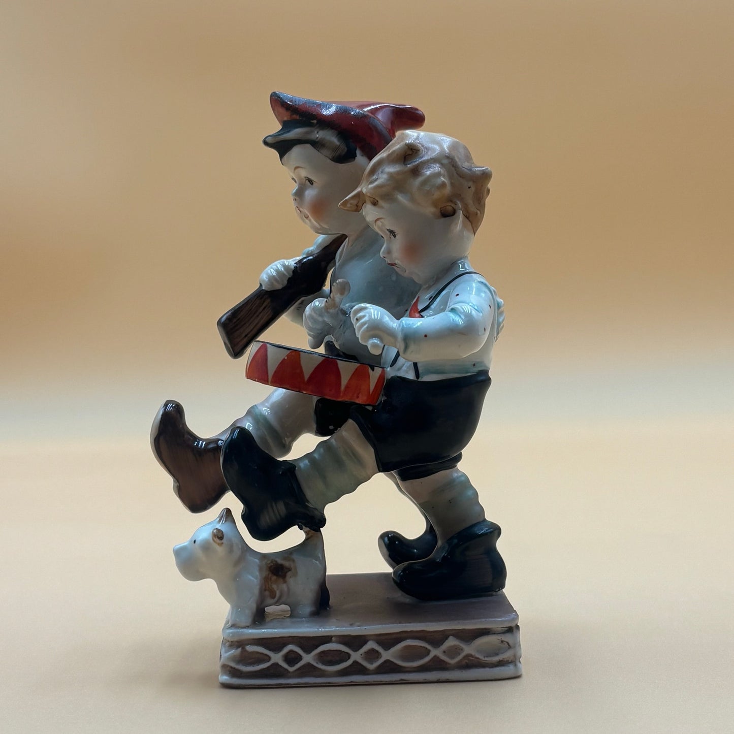 Vintage Occupied Japan Boys with Drum & Rifle Figurine 1950s