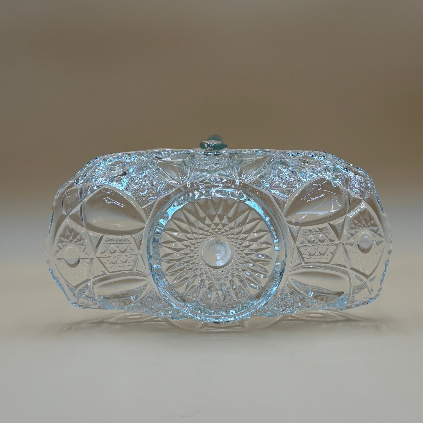 Vintage LE Smith Clear Bridal Basket Hobstar & Cane Pattern