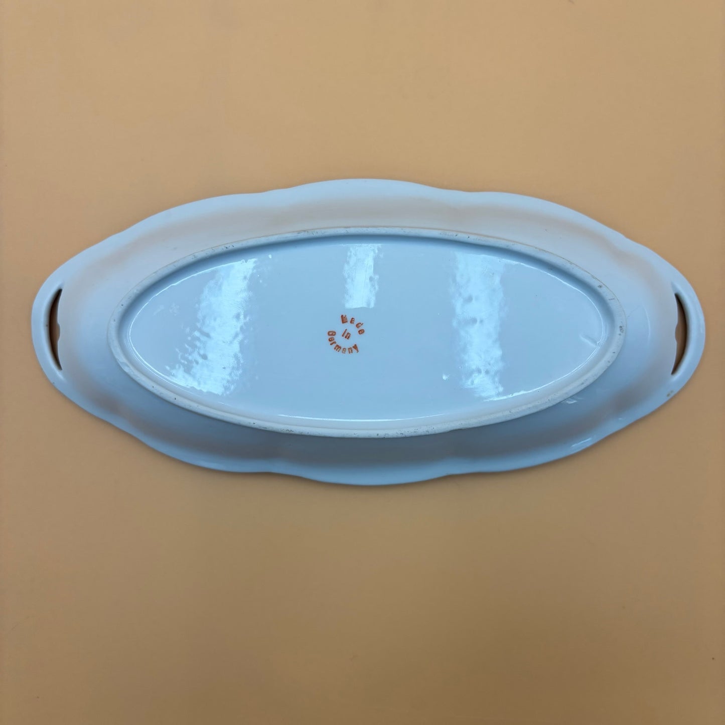 Vintage Made in Germany Porcelain Oval Dish – Pink & Yellow Roses with Handles