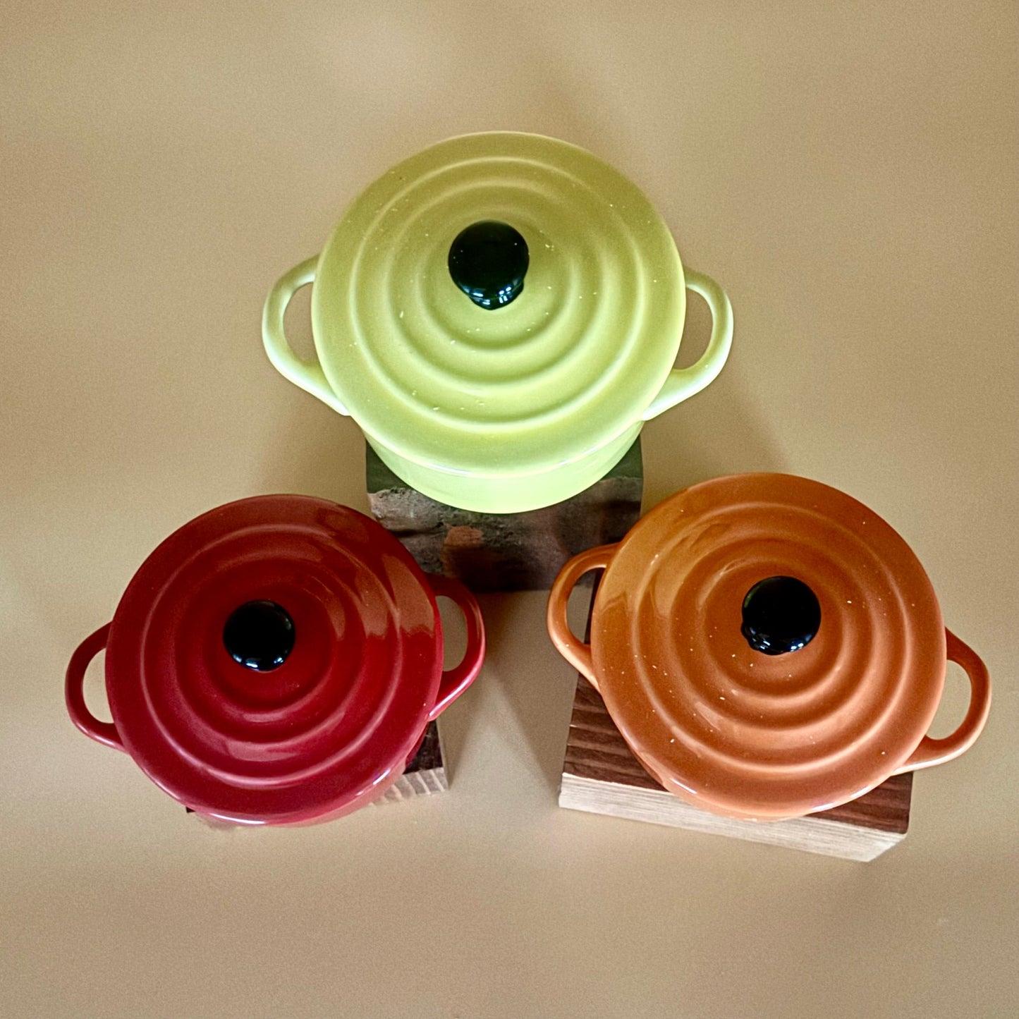 Set of 3 Gourmet Expressions Mini Cocottes - Yellow, Red & Orange