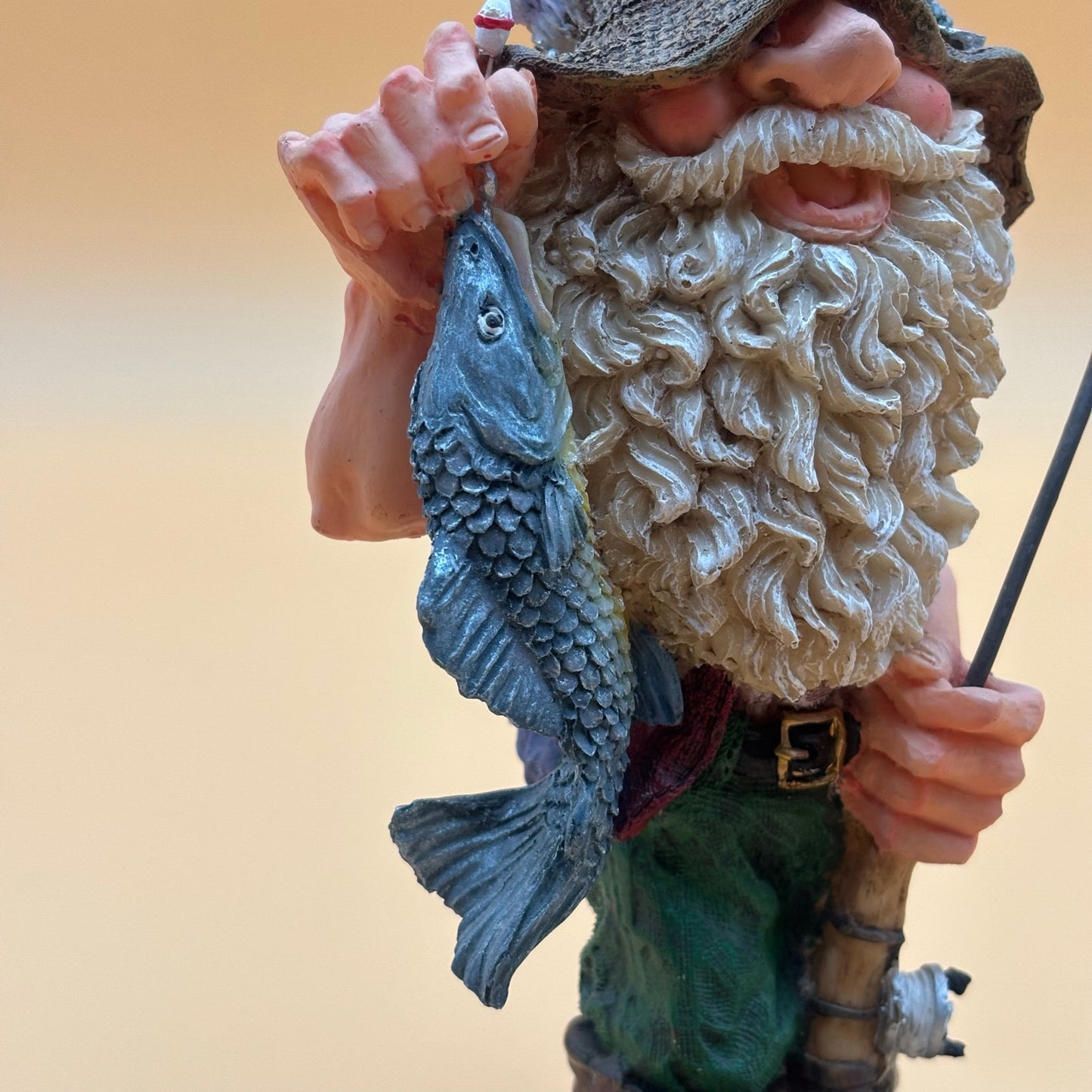 Funny Vintage Hillbilly Fisherman Figurine with Fish Catch