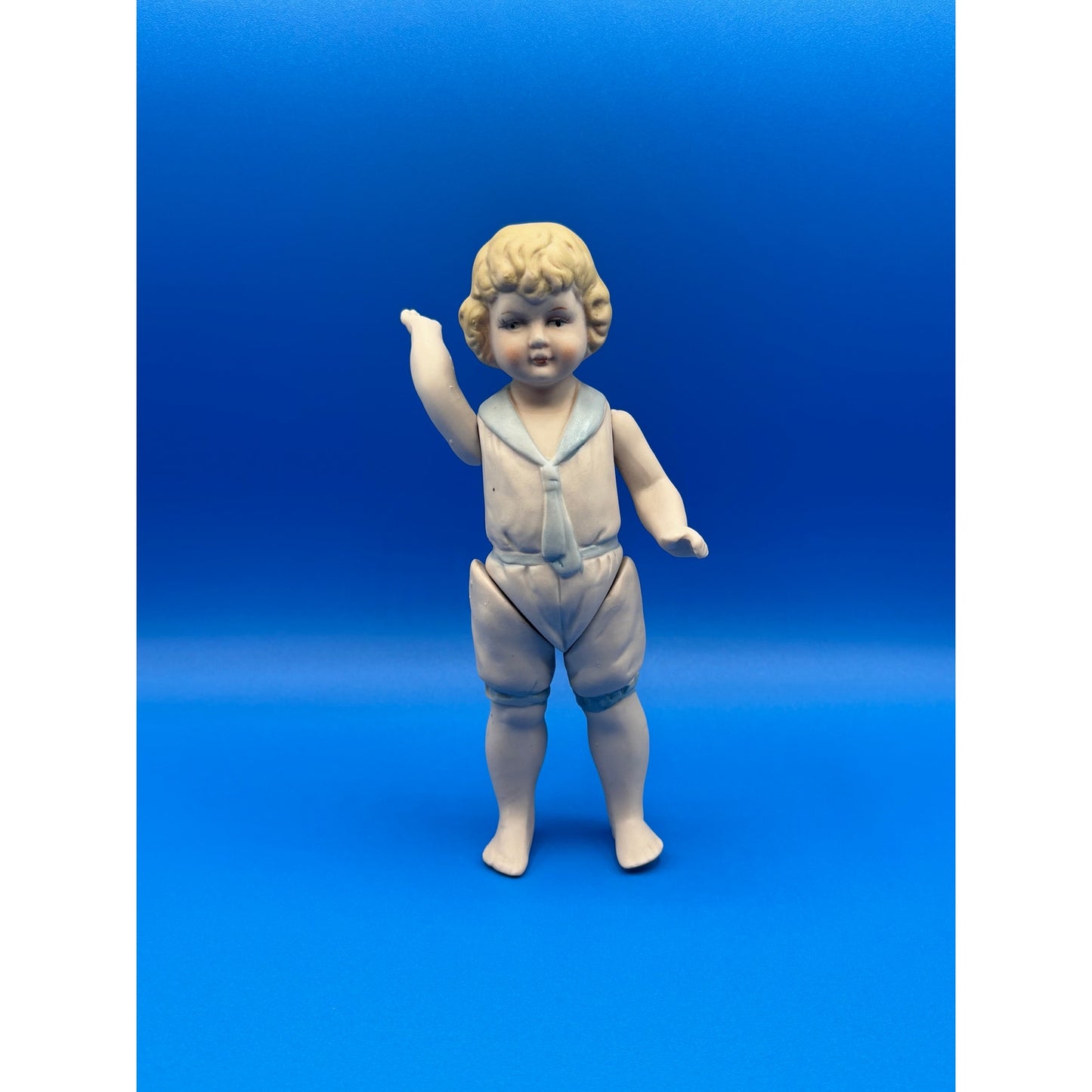 VTG Shackman Made in Japan All Bisque  Jointed Sailor Doll 7in. Swimming Suit