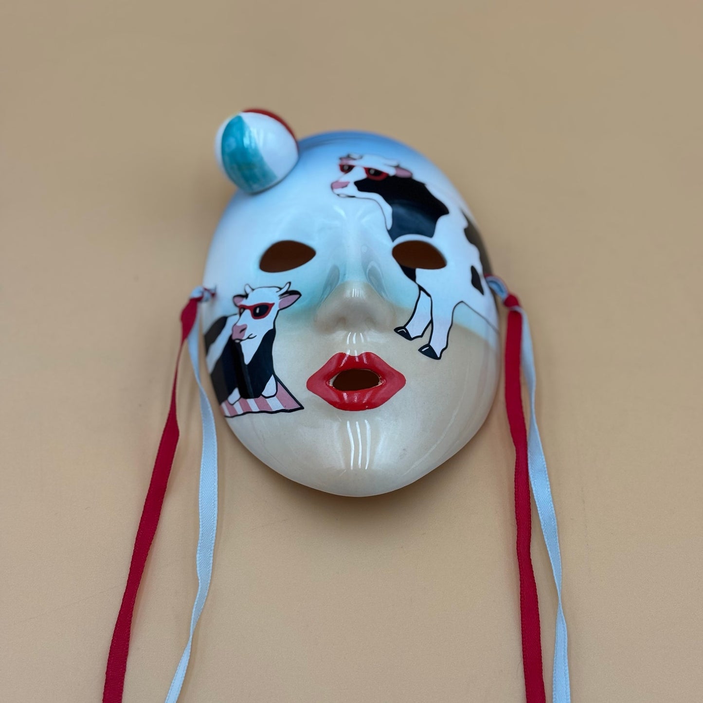 Vandor Pelzman Designs Hand Decorated Cow Mask – 1986 Japan