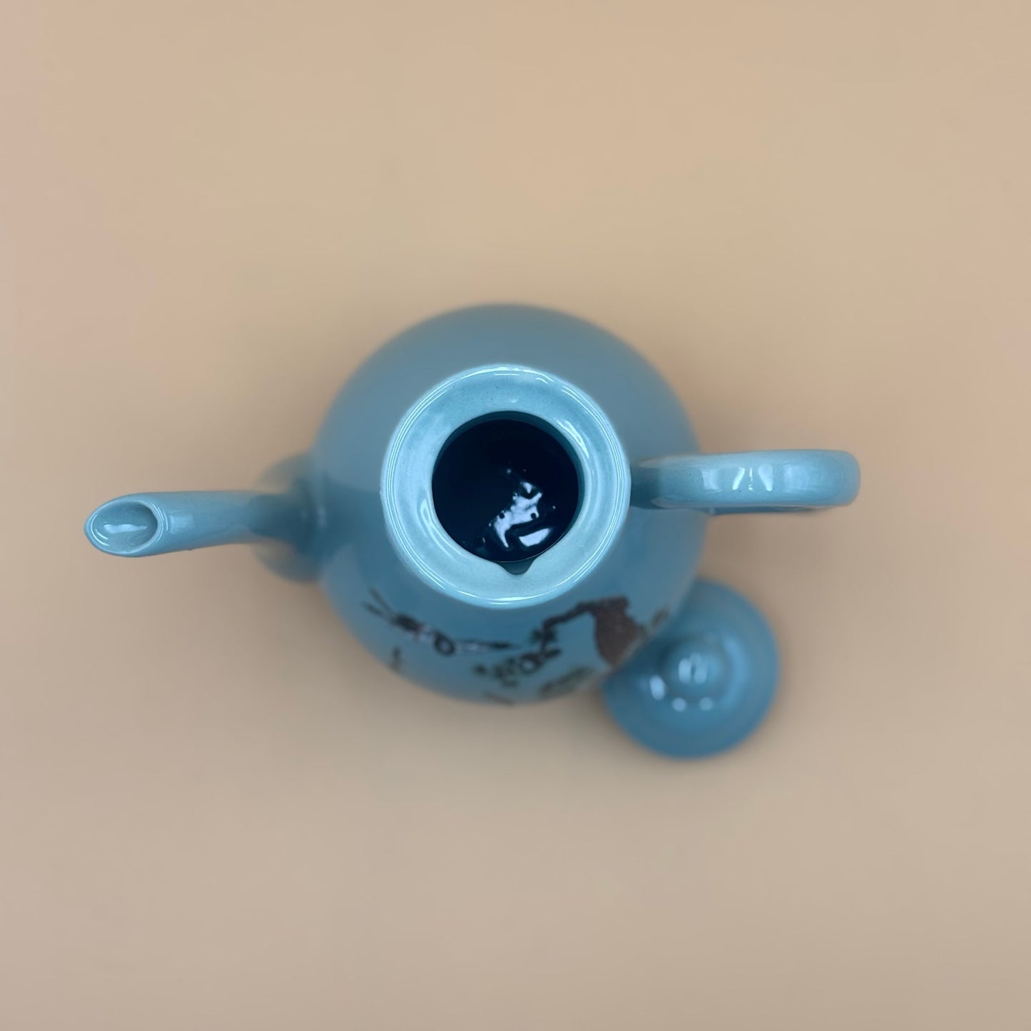 Sage Green Vintage Japanese Sake Pitcher with Bird Motif