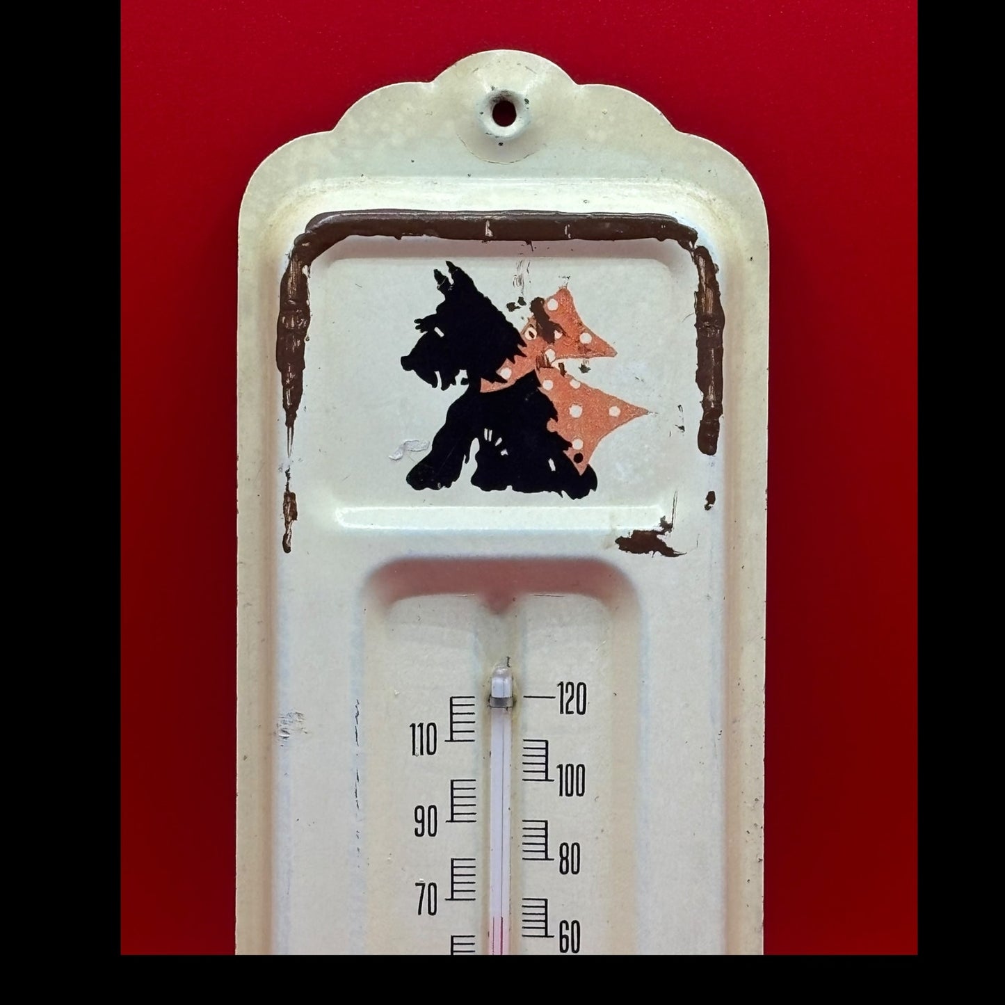VTG Scottie Dog Metal Thermometer