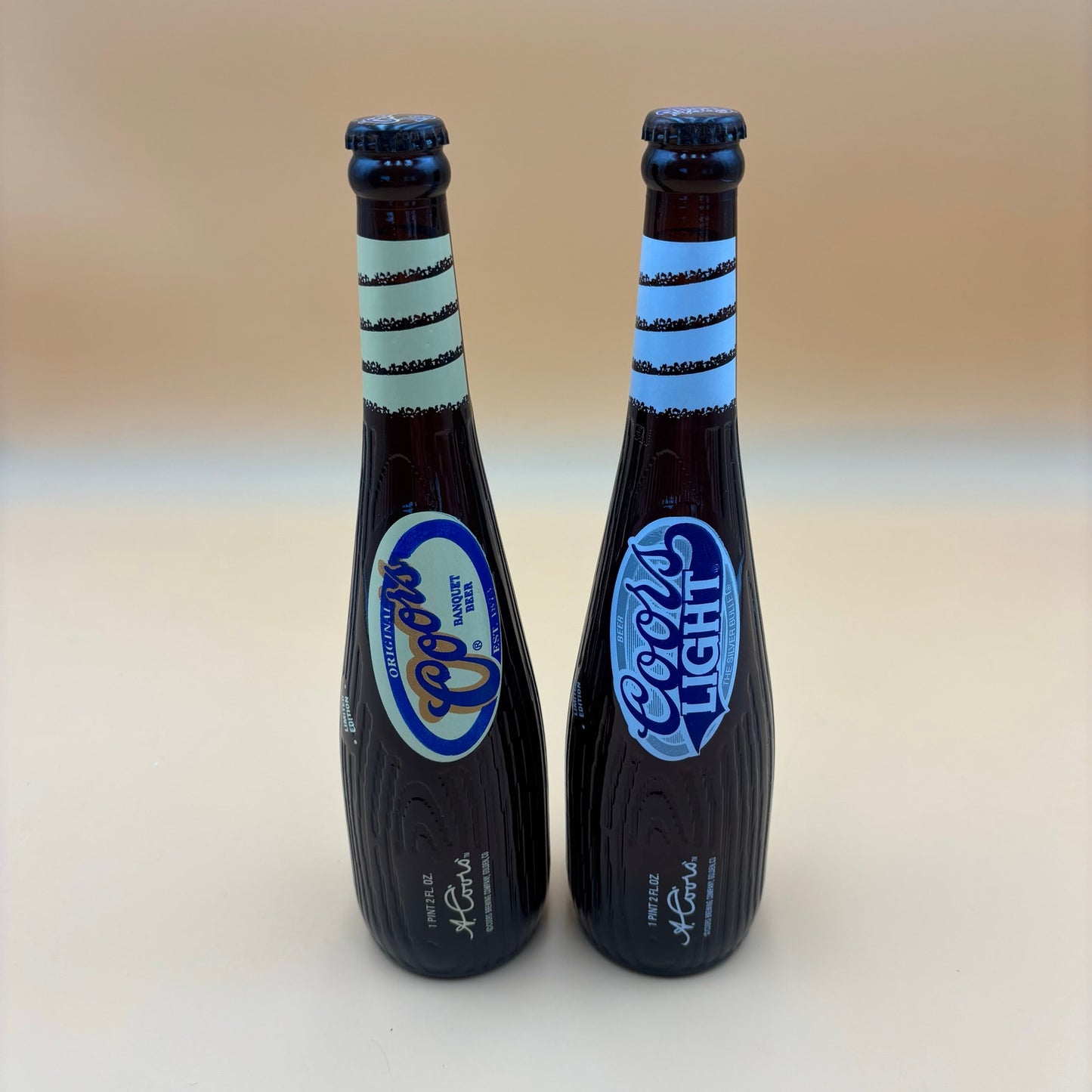 Set of 2 Coors Limited Edition Glass Bottles – Banquet & Light