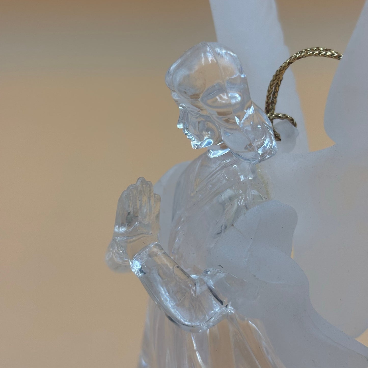Clear Acrylic Angel Ornament with Frosted Wings 5.25 in.