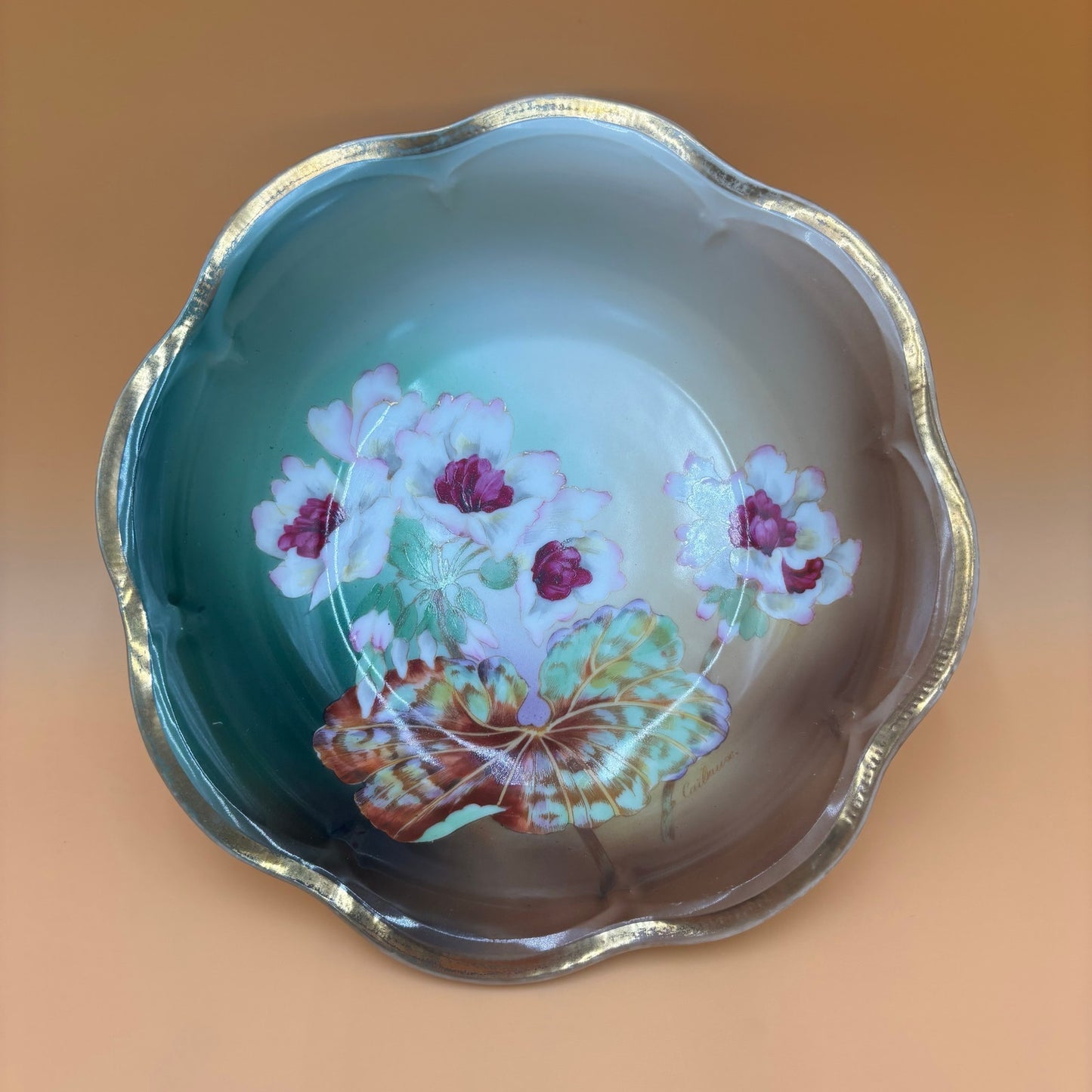 Antique Hand-Painted Porcelain Bowl Signed Caillaux – 8 3/8”