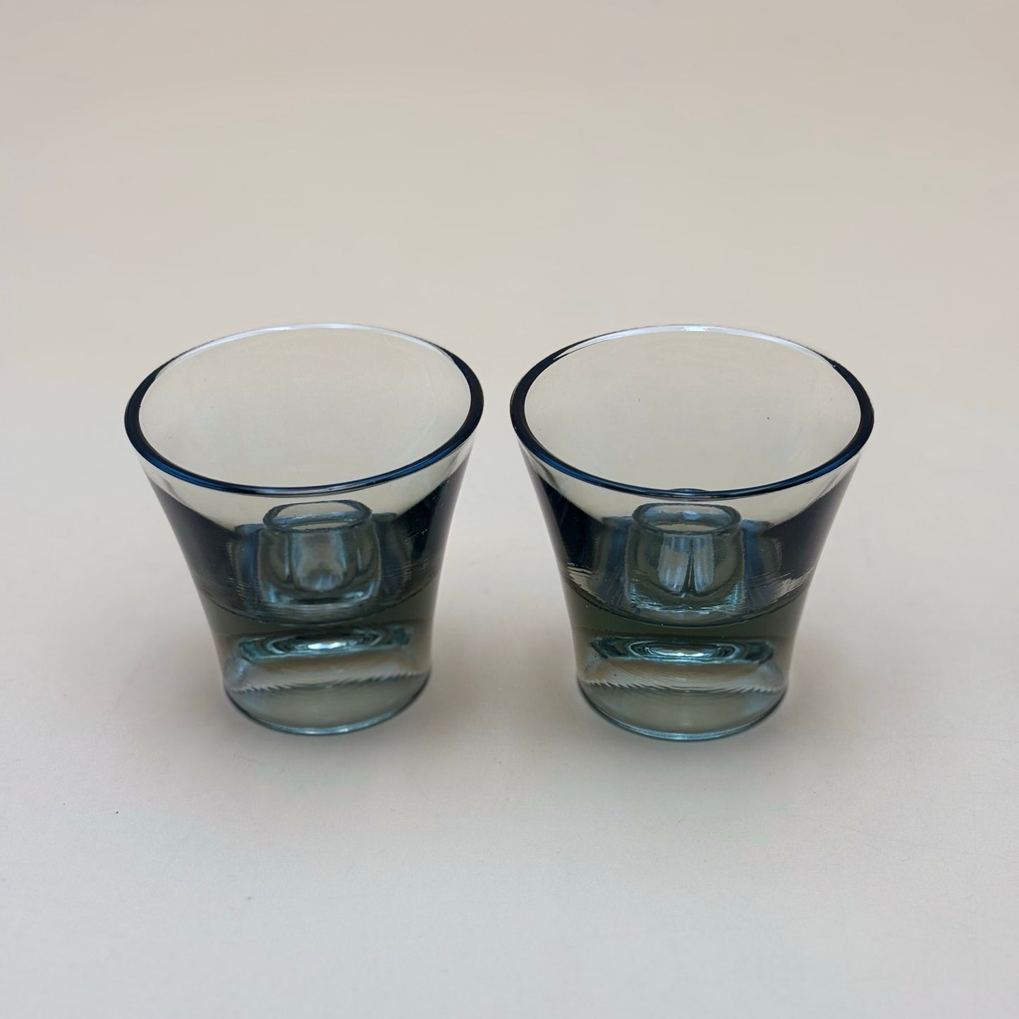 Smoky Gray Glass Taper Candle Holders Set of 2