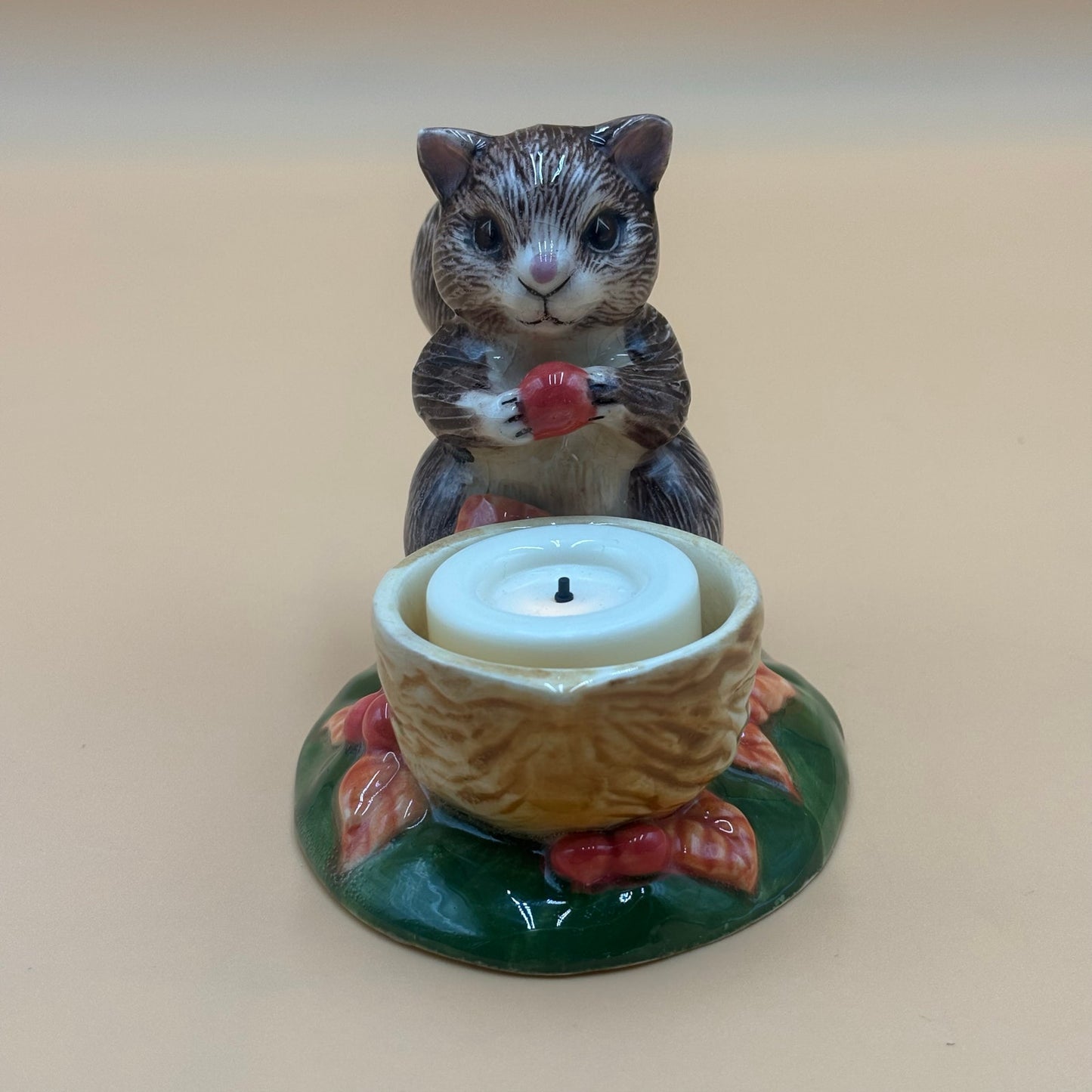 Vintage Adorable Squirrel Tealight Candle Holder