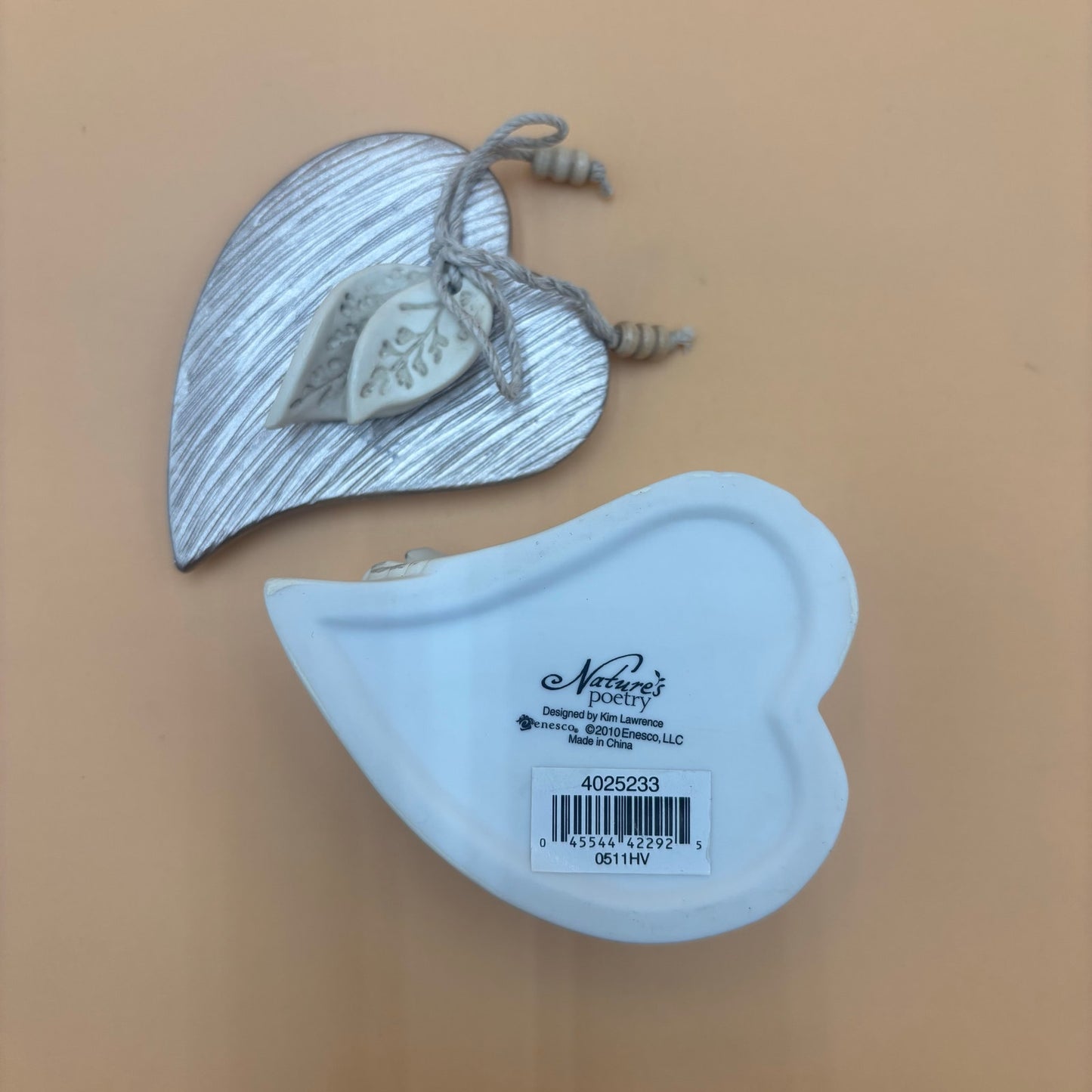 Nature’s Poetry Heart-Shaped Ceramic Trinket Box (2010 Enesco)