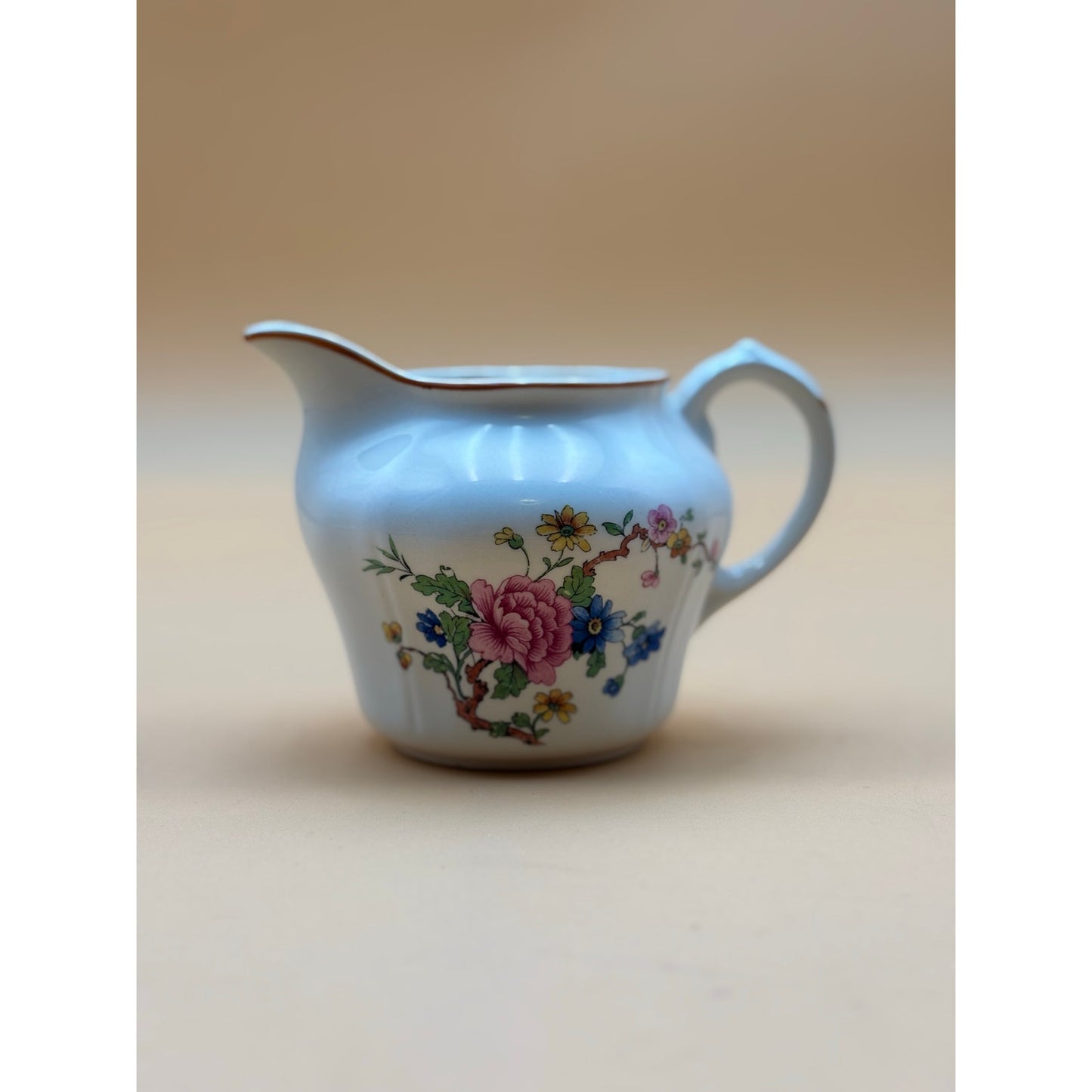 Vintage Ivory China Floral Creamer with Gold Trim K.T.&K.