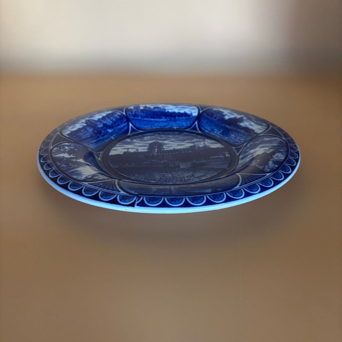 Vintage Staffordshire England Blue & White Plate - Thousand Islands NY