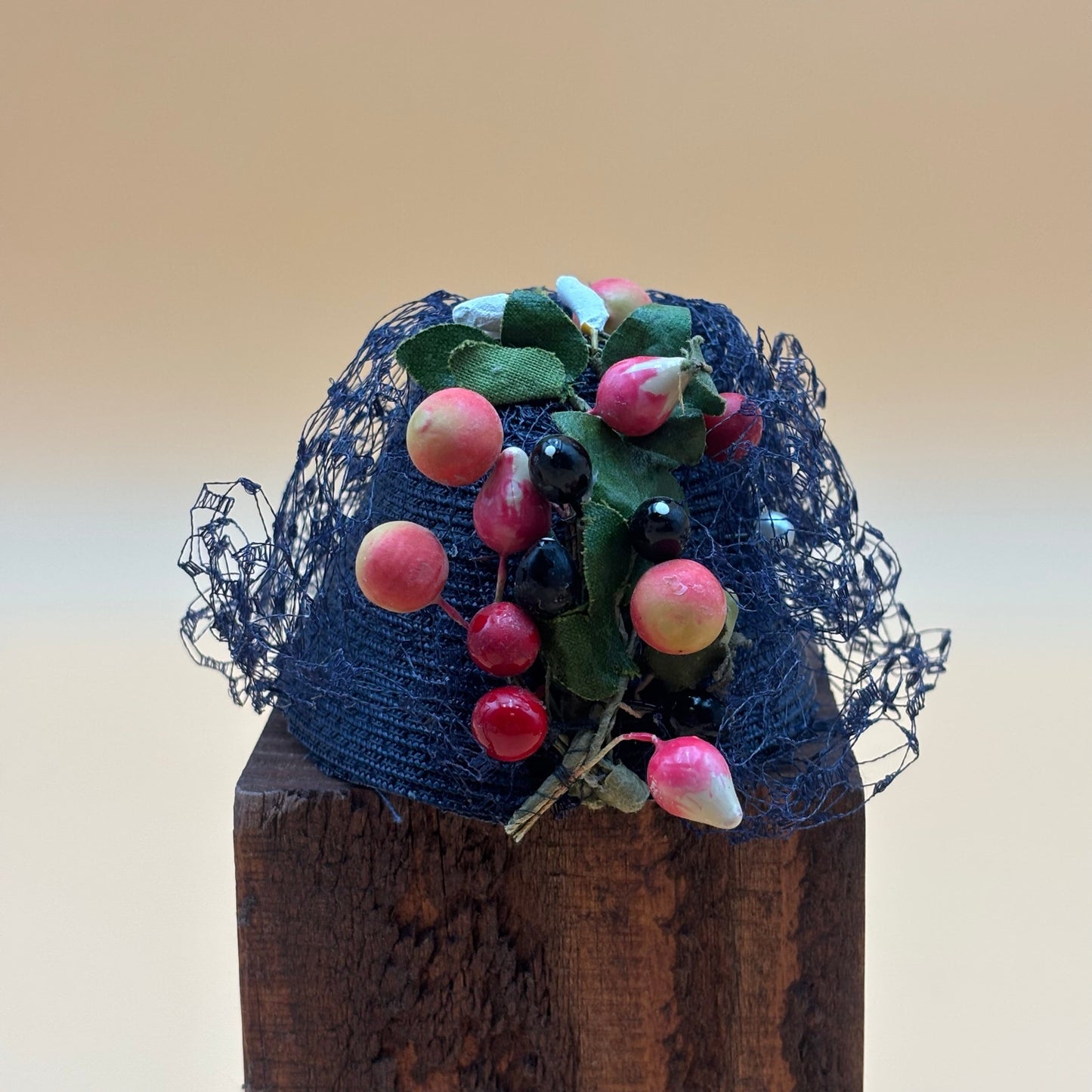 Set of 5 Vintage Doll Hats – Miniature Fabric & Straw Floral Hats