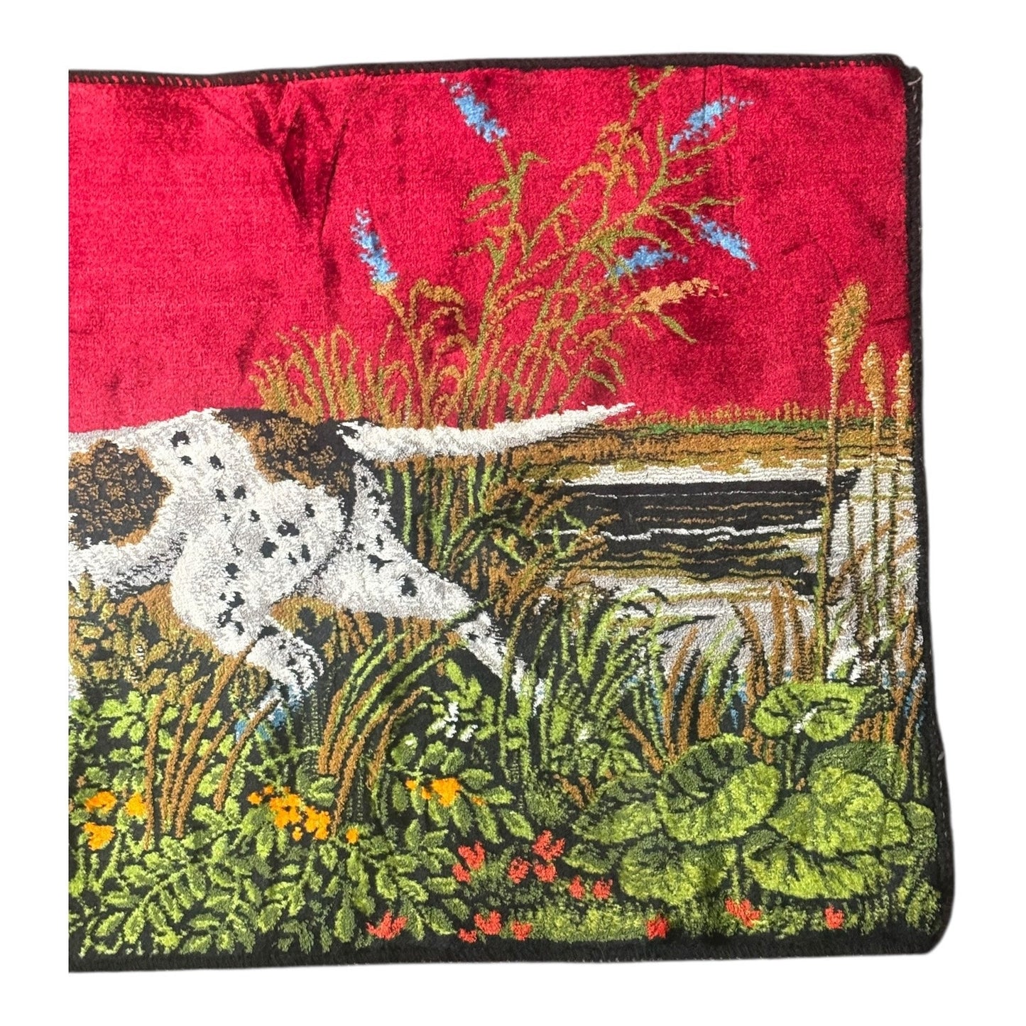 Italian Textile Wall Tapestry – Hunting Dog Scene by P & C Co., Made in Italy