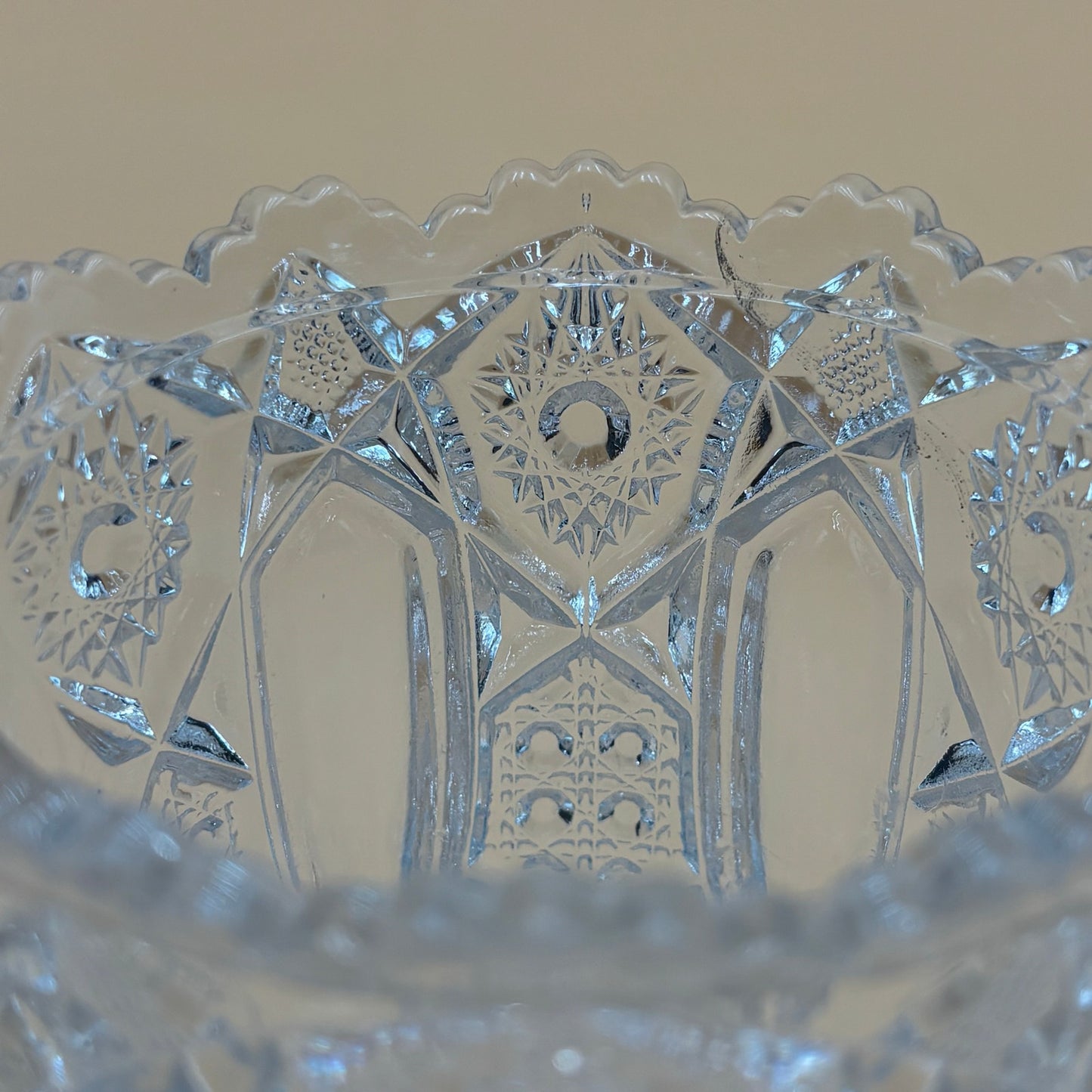 Vintage Cut Crystal Sugar Bowl with Handles "Candy Dish" - Star Pattern