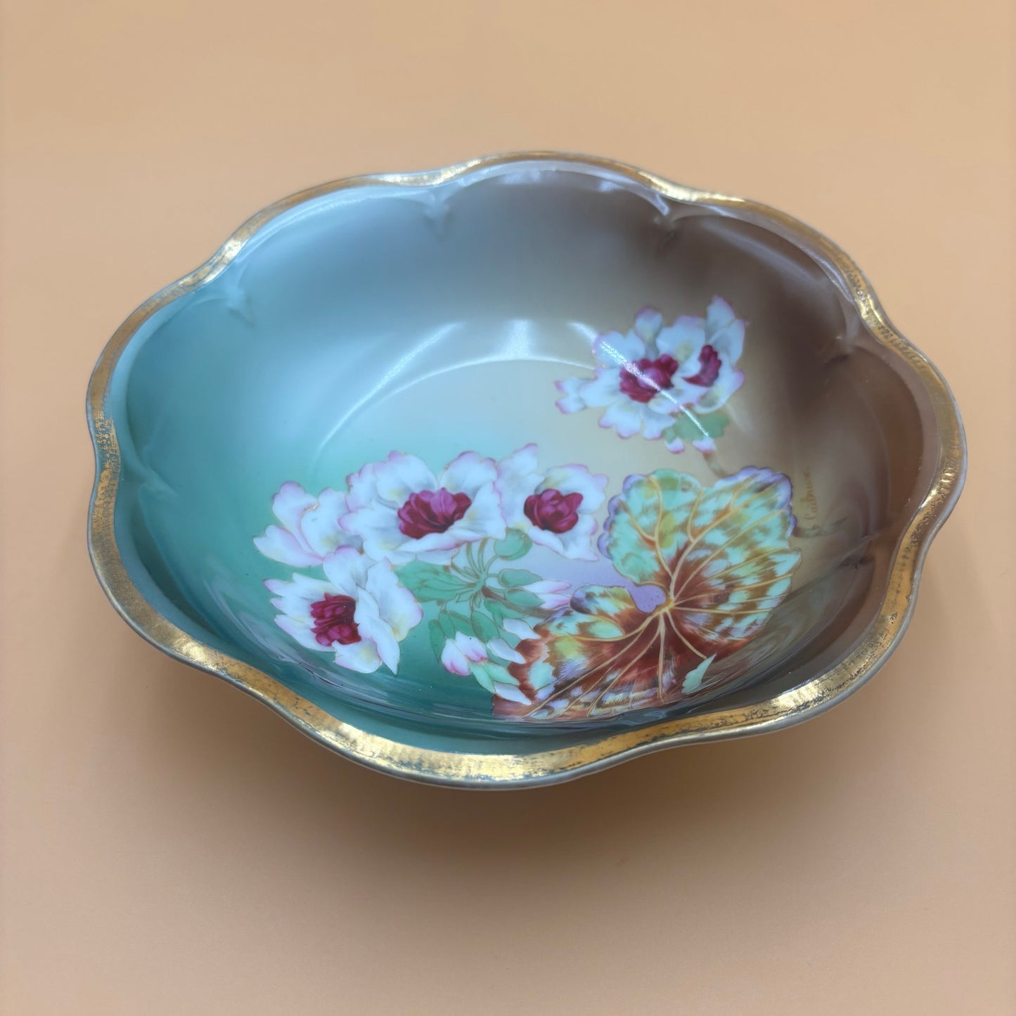 Antique Hand-Painted Porcelain Bowl Signed Caillaux – 8 3/8”