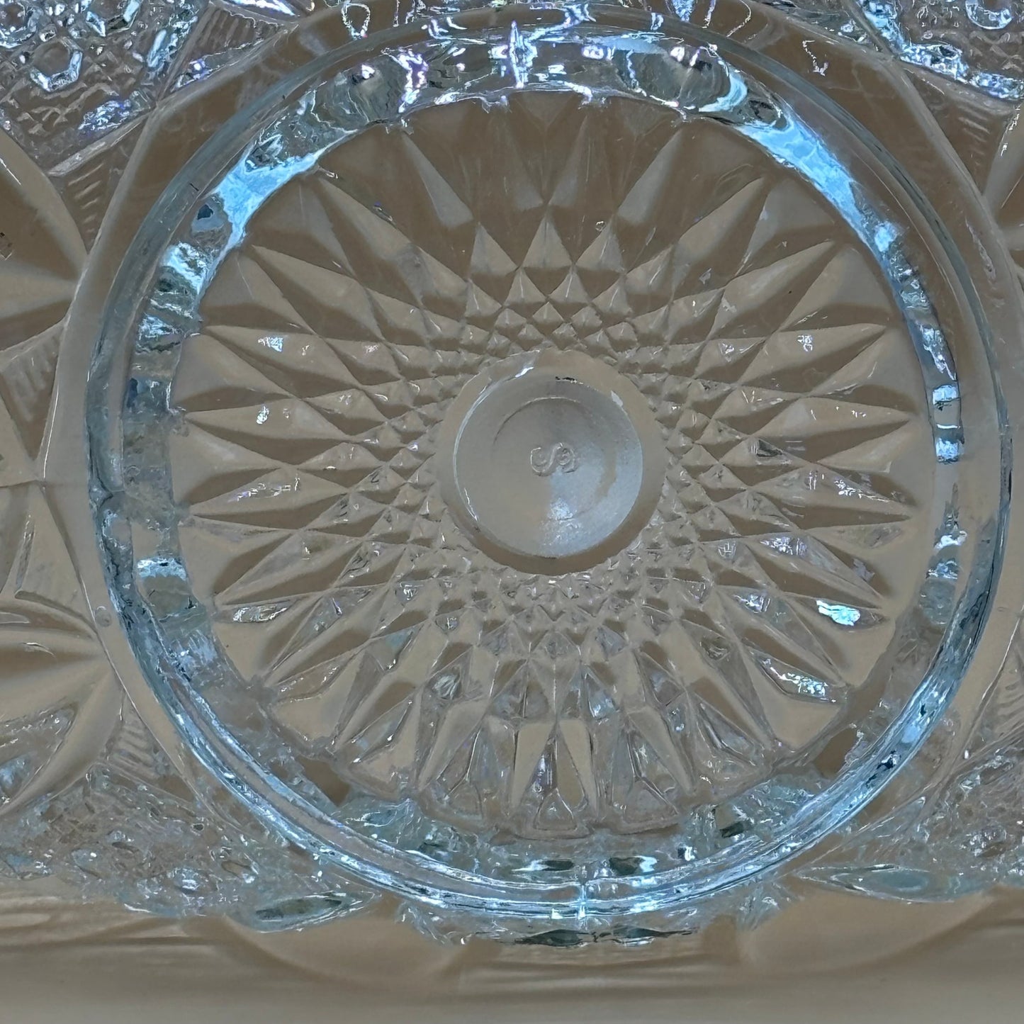 Vintage LE Smith Clear Bridal Basket Hobstar & Cane Pattern