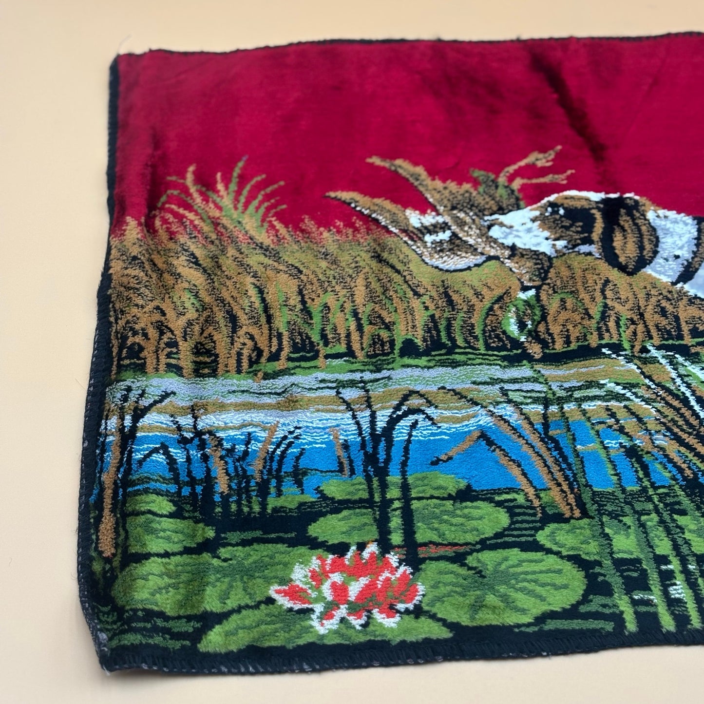 Italian Textile Wall Tapestry – Hunting Dog Scene by P & C Co., Made in Italy