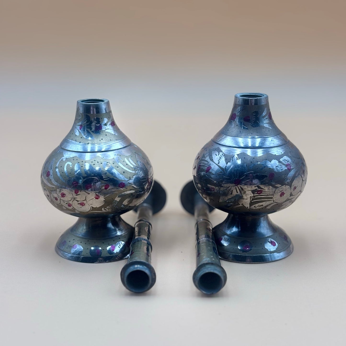 India Hand-Painted Holy Water Three-Piece Set