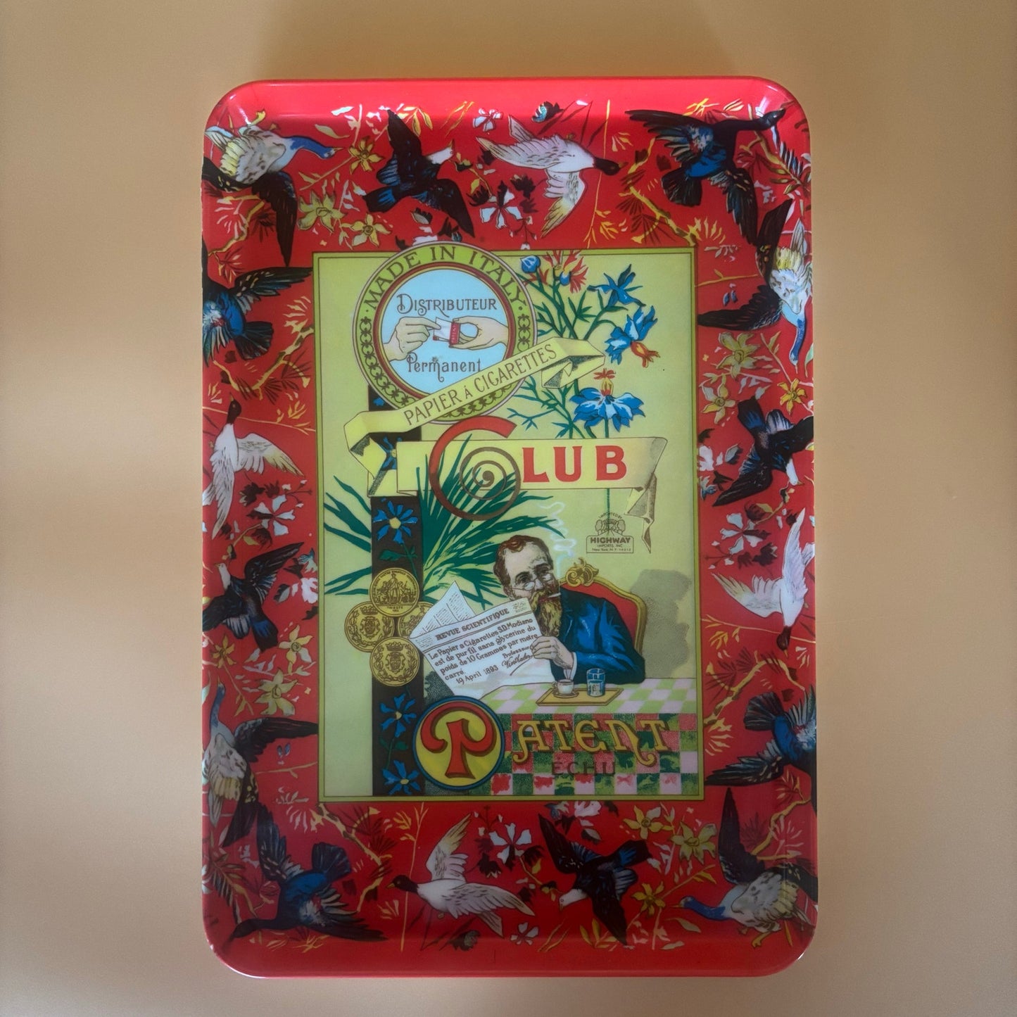 1970's Club Modiano “Patent ECHU” Tray – 13” x 9” Graphic Cigarette Design