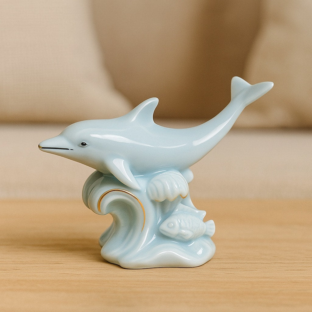 Lenox Porcelain Dolphin Figurine with Gold Accents