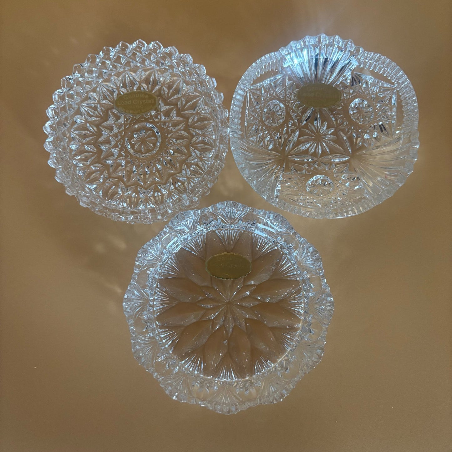 Set of 3 Genuine Lead Crystal Trinket Dishes - Made in Western Germany