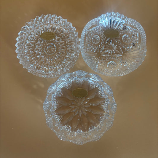 Set of 3 Genuine Lead Crystal Trinket Dishes - Made in Western Germany