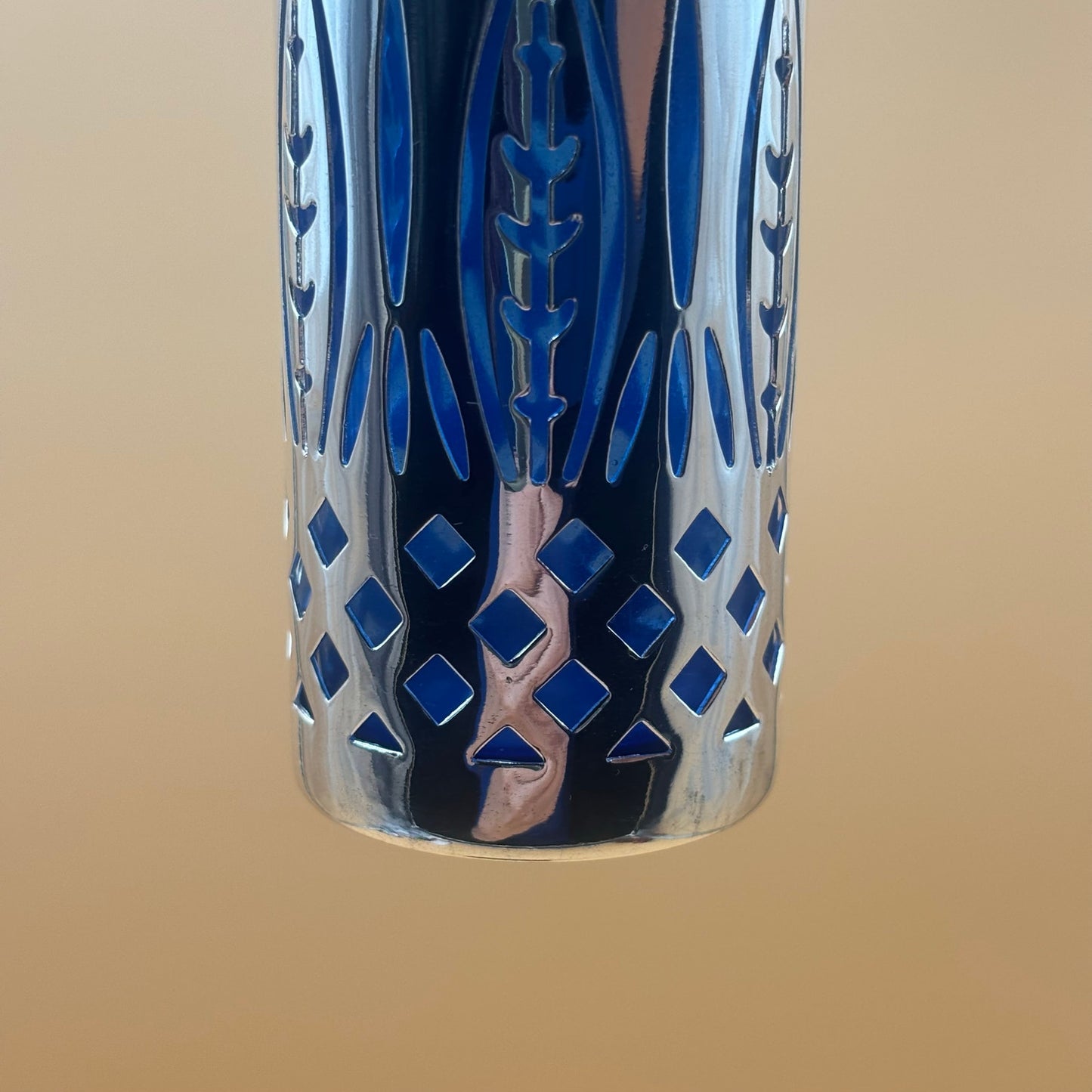 Sapphire Blue Glass Salt and Pepper Shakers with Silver Overlay