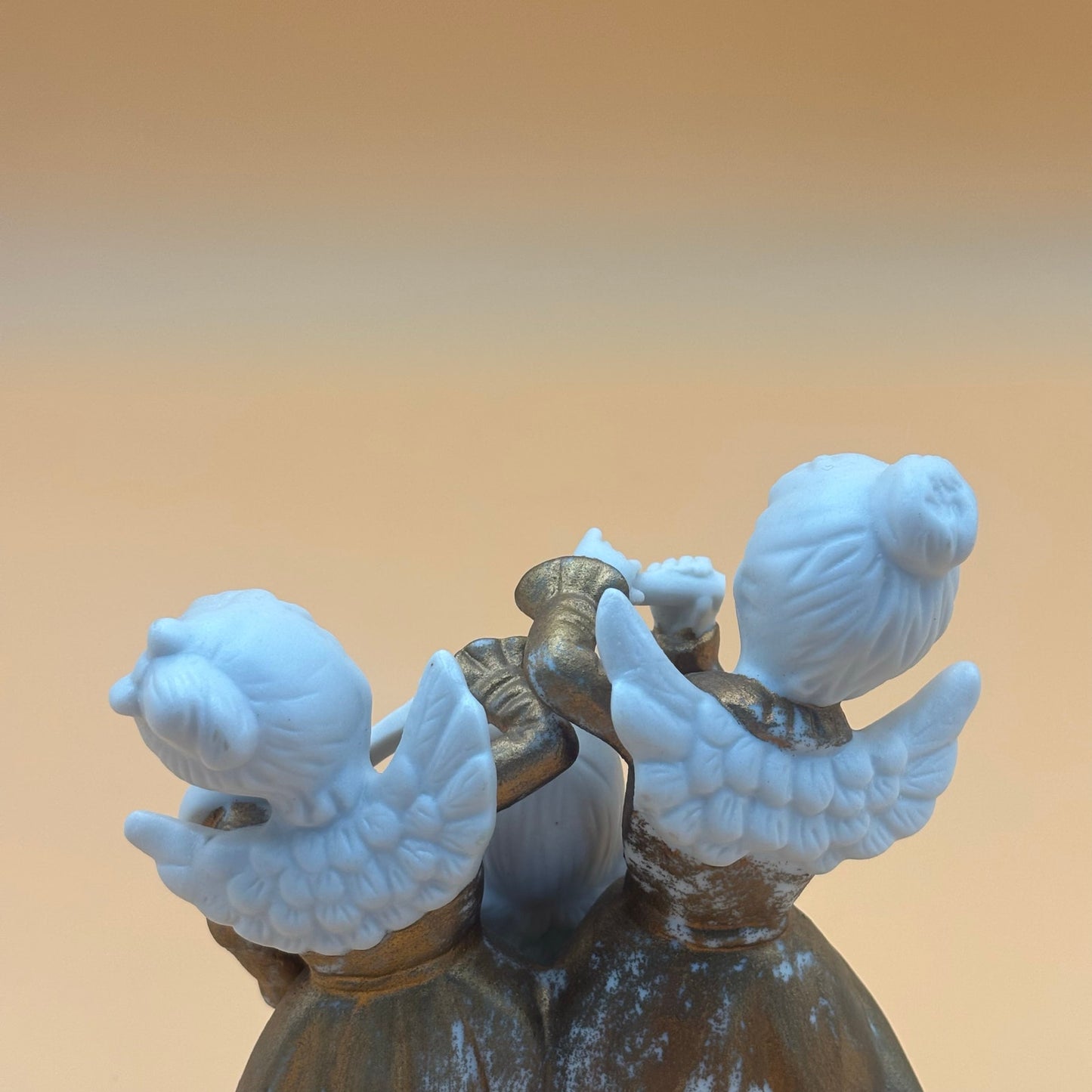 Vintage Angel Choir Figurine Trio – Gold & White