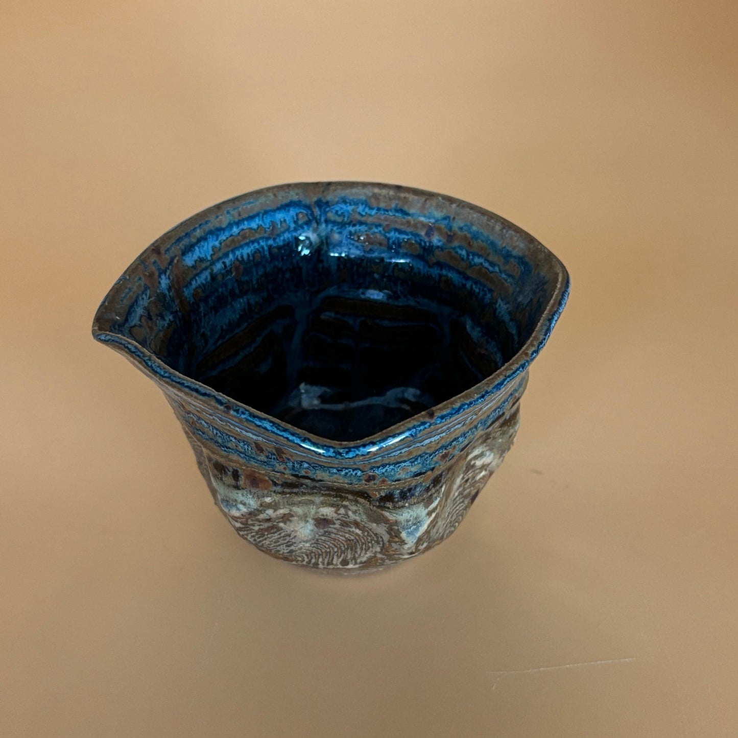 Signed Caruso Studio Pottery Bowl – Blue & Earth-Toned Glaze