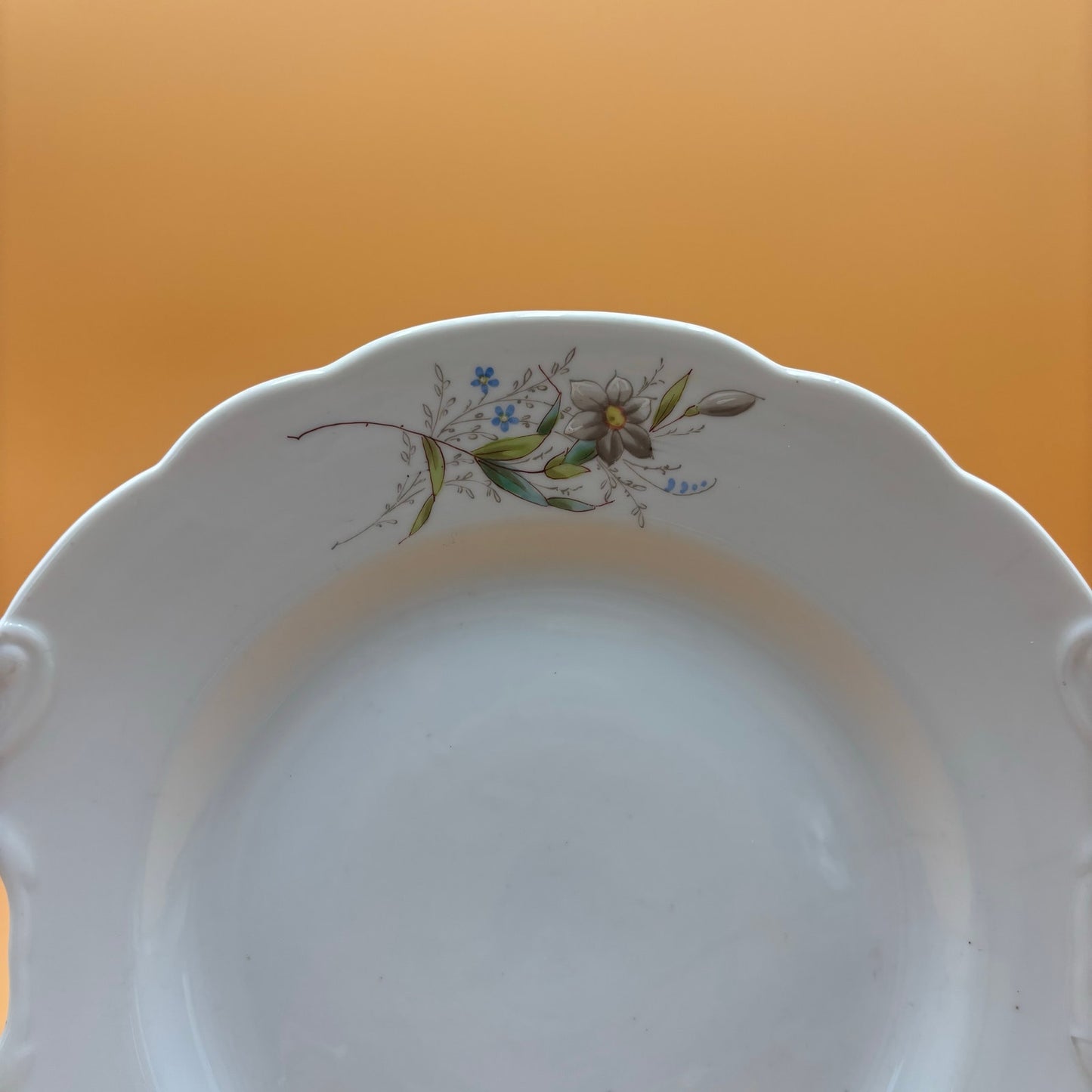 Vintage Porcelain Serving Plate with Handles – Floral Design