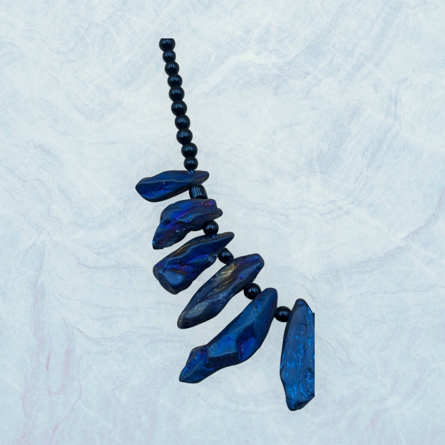 Blue Aura Quartz Crystal Necklace