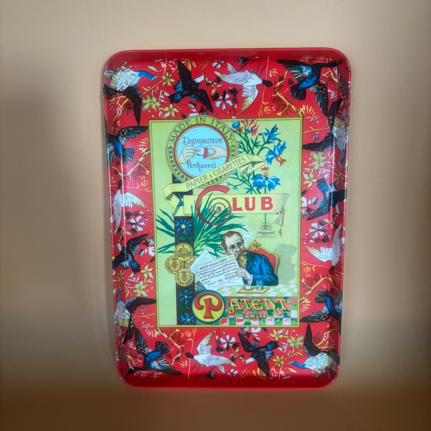 1970's Club Modiano “Patent ECHU” Tray – 13” x 9” Graphic Cigarette Design